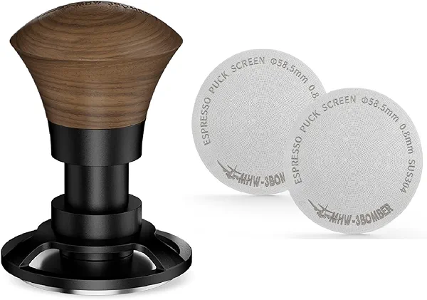 MHW-3BOMBER 58.5mm Espresso Tamper and Puck Screen Combo