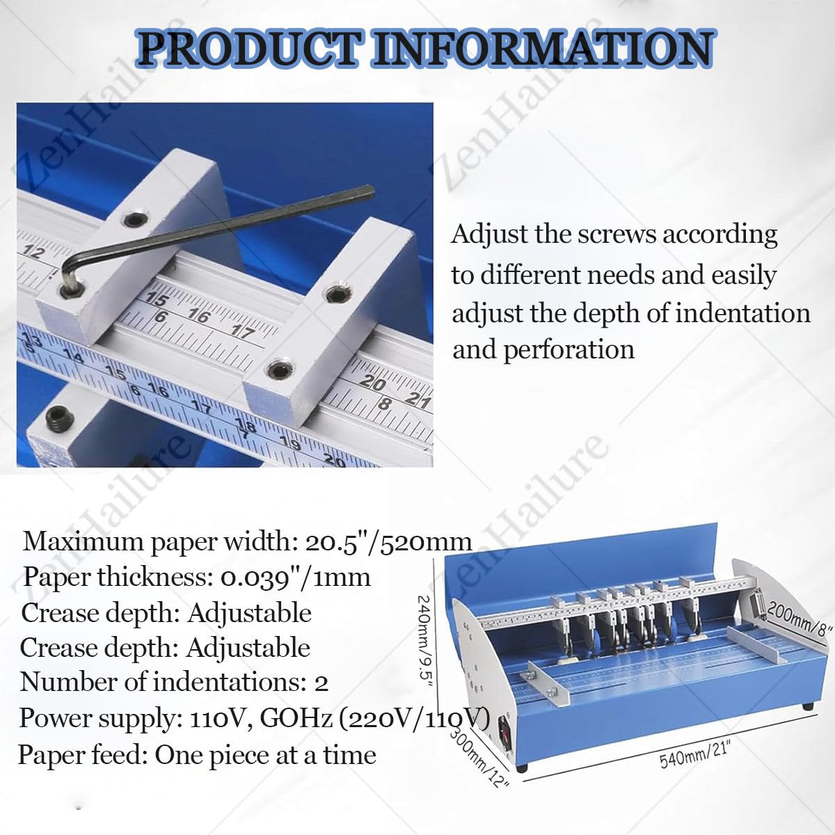 Máquina perforadora eléctrica de 520 mm, cortador de metal resistente para portadas de libros, menús, boletos, fotos, documentos, tarjetas, invitaciones