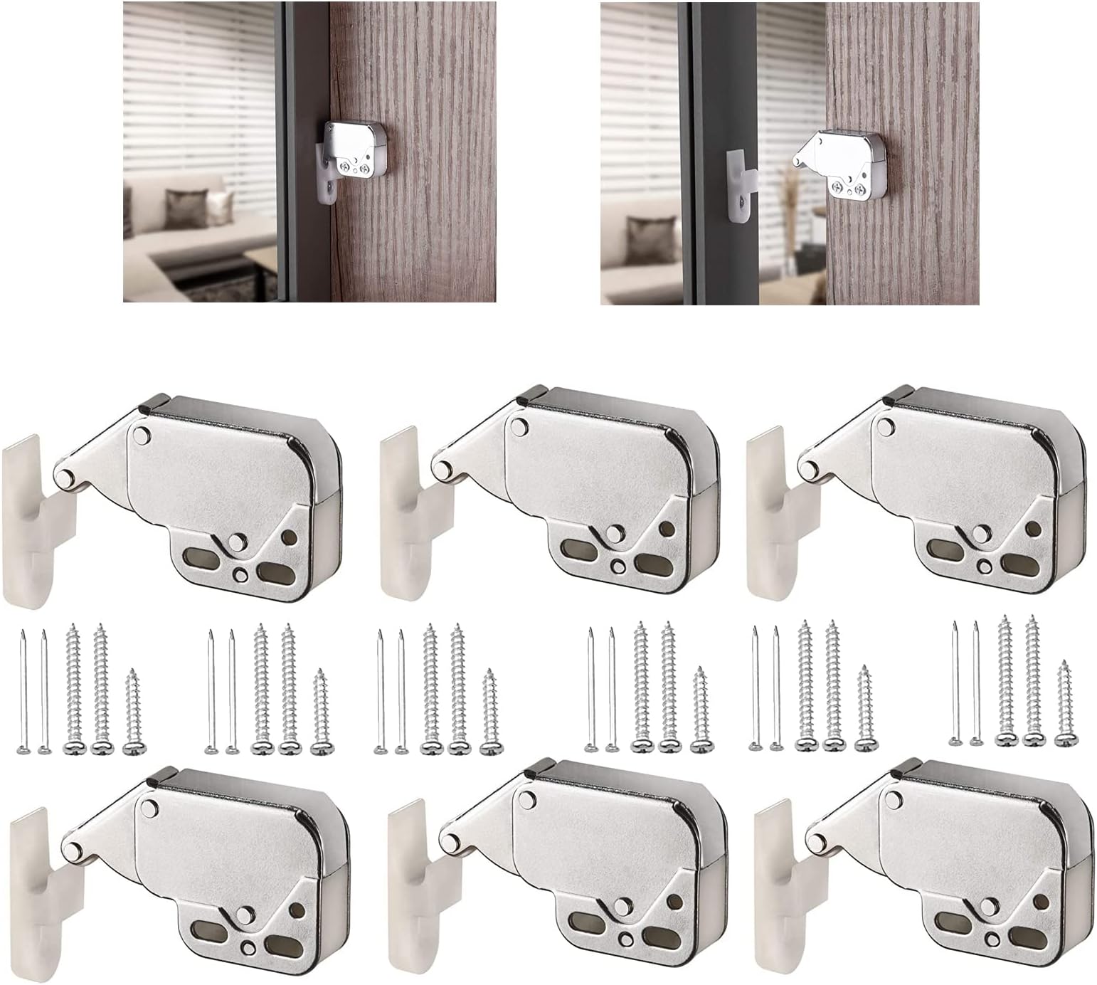 CSPARKV 2 Pièces Serrure D'armoire à Ressort,Mini Loquets Tactiles A Ressortmini Latchlatch Loqueteauxappuyez Pour Ouvrir Et Fermeravec Vis De Montagepour Armoire De Cuisine 87279779