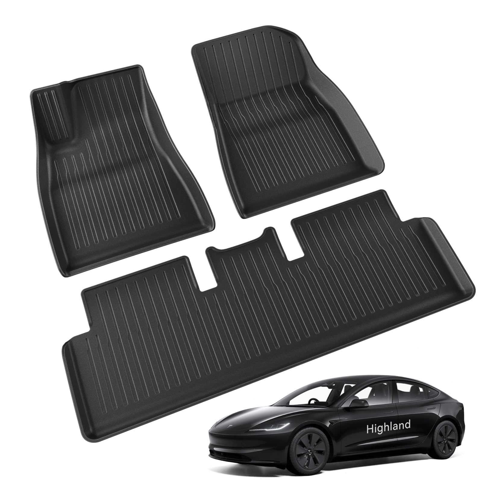 Alfombrillas 3 Pzs para Tesla Model 3 2024-2026 Alfombrillas para Todo Clima 3D con Bordes Altos, Antideslizantes e Impermeables, Alfombrillas de 3 Capas para Tesla Model 3 Highland Accesorios