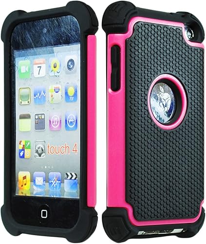 Bastex, funda para iPod Touch 4, delgada, híbrida, de silicona y hule, color negro, plástico duro resistente a impactos para Apple iPod Touch 4, 4ta