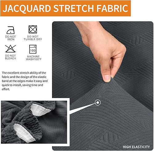 Miniatura 5 de YEMYHOM Fundas de cojín individuales elásticas para sofá, fundas de cojín suaves de repuesto con patrón de rayas, protector de muebles con parte