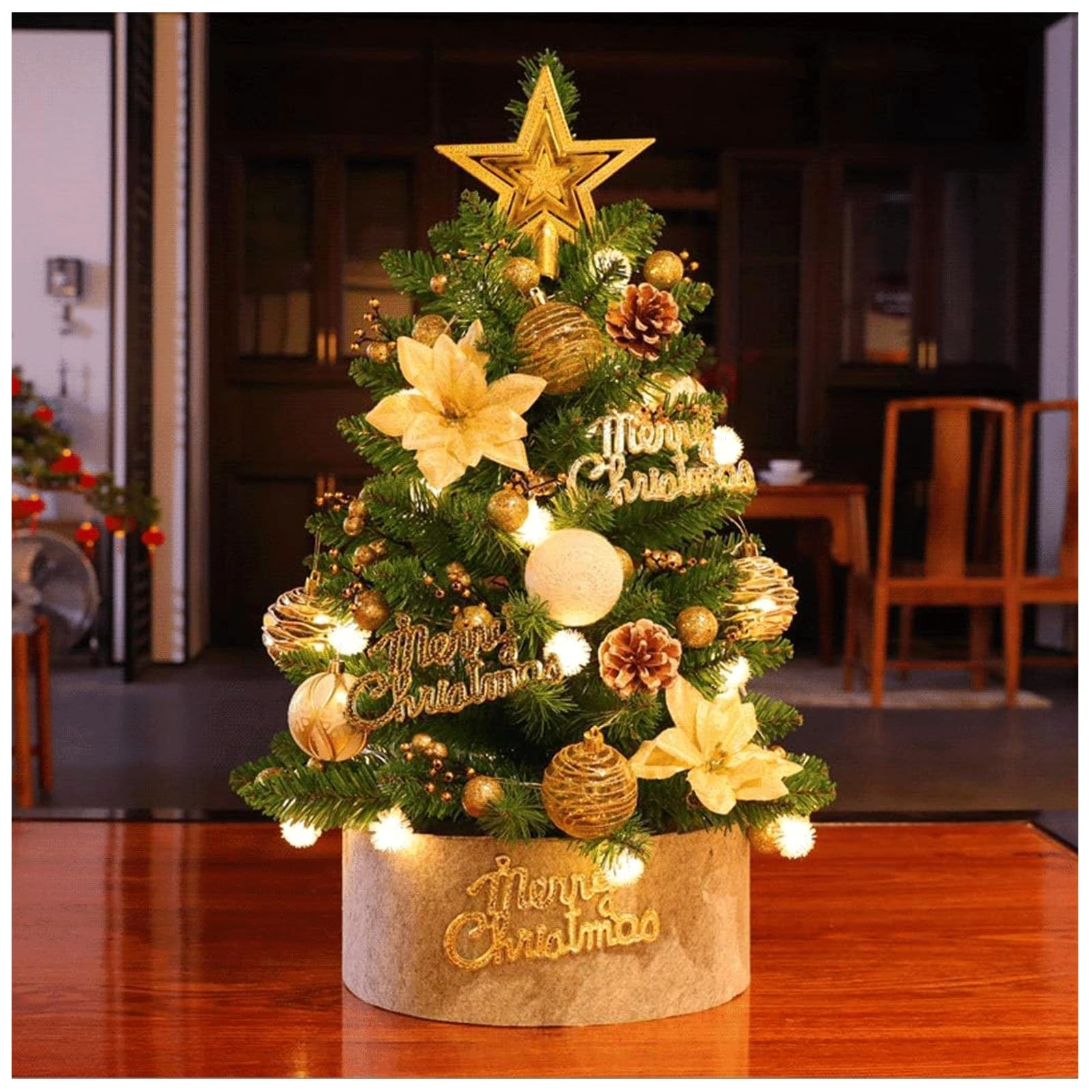 Amazon.co.jp: 60CM/23.6インチ デスクトップクリスマスツリー、ライト