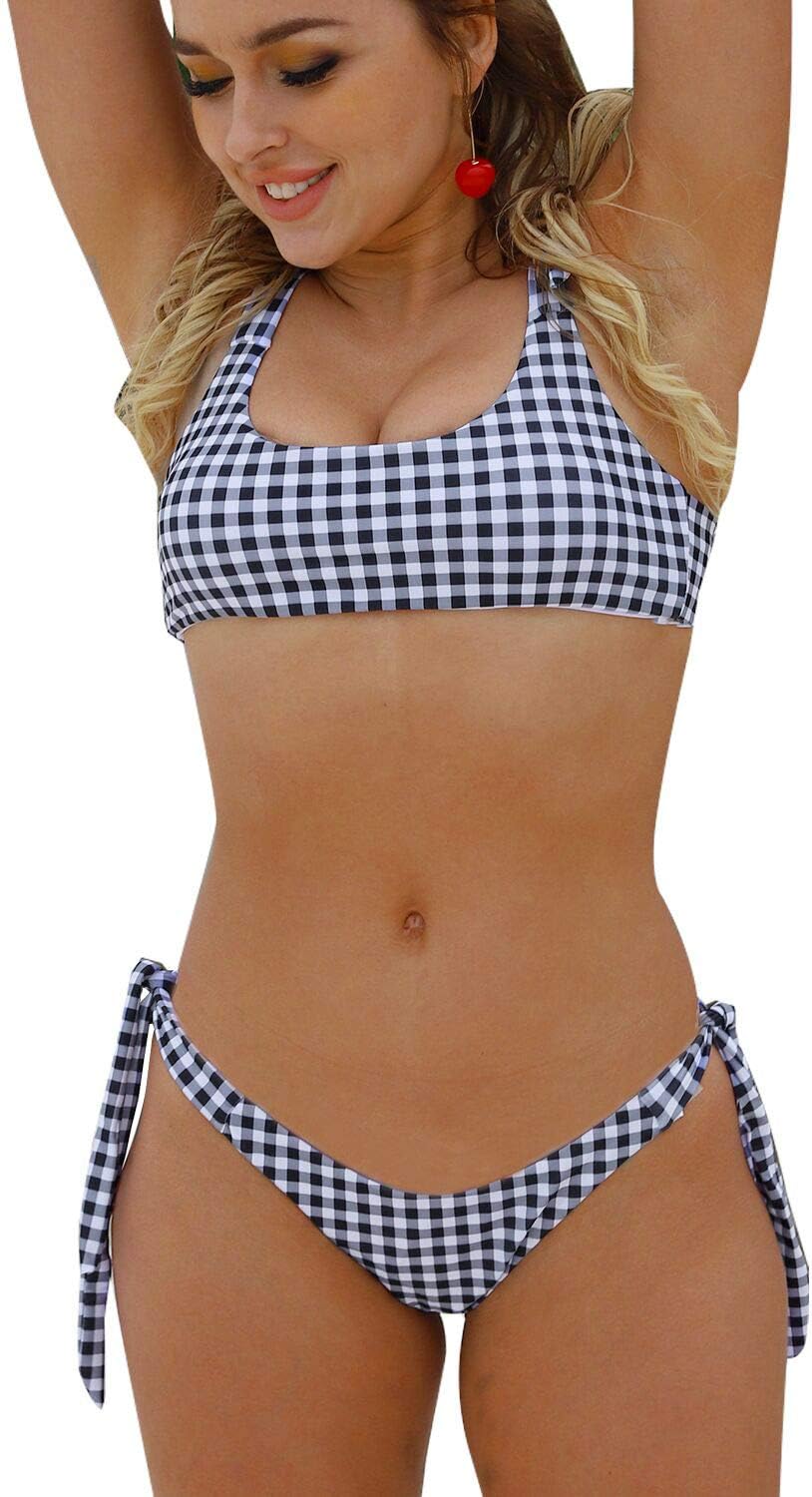 Bloom Muse Women's 2 Piece Swimsuits Sexy Bathing Suits Cheeky Tie Knot Bikini Sets Padded Swimwear