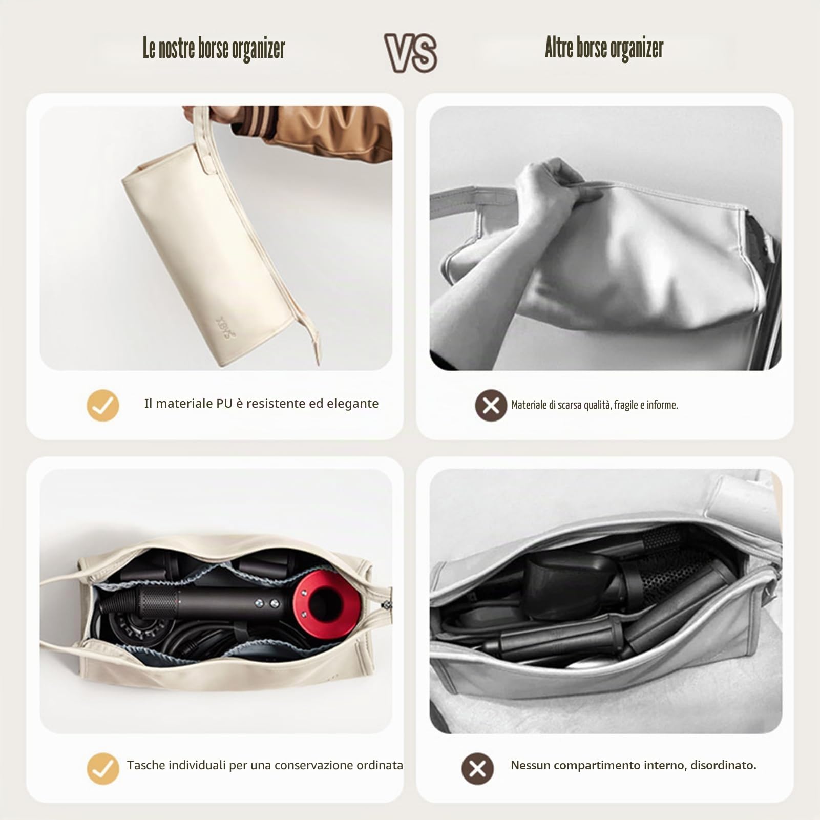 Veki Borsa da Viaggio Compatibile con Dyson e Shark Asciugacapelli, Borsa Organizer per Arricciacapelli, Custodia da Viaggio per Dyson Airwrap/Supersonic Capelli e Accessori (Rosa, Triangolare)