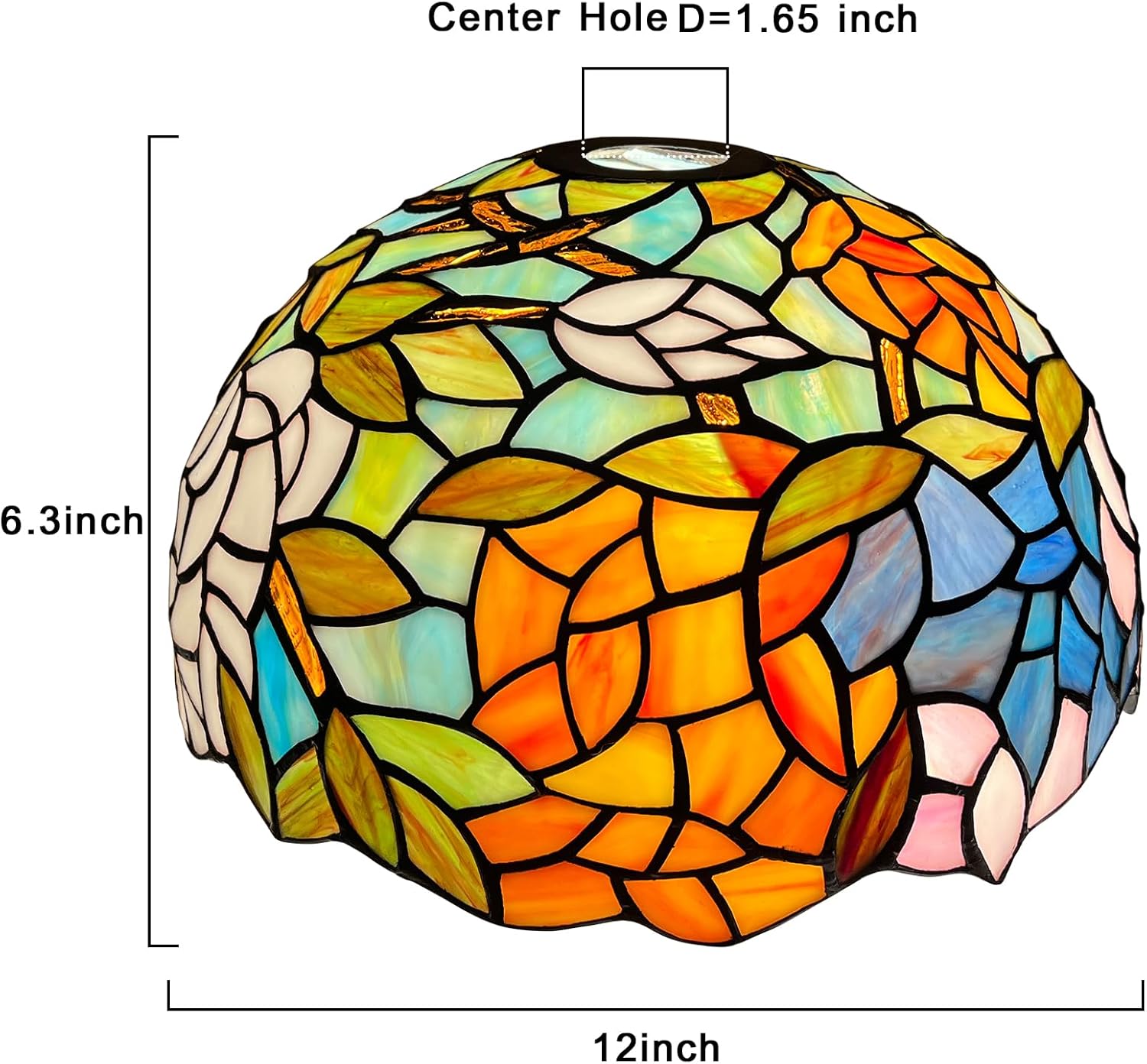 Capulina Tiffany Lamp Shade 12 Inches Wide Accessories Replacement Wisteria Style Stained Glass Lampshade for Torchiere Floor Lamp and Pendant Light