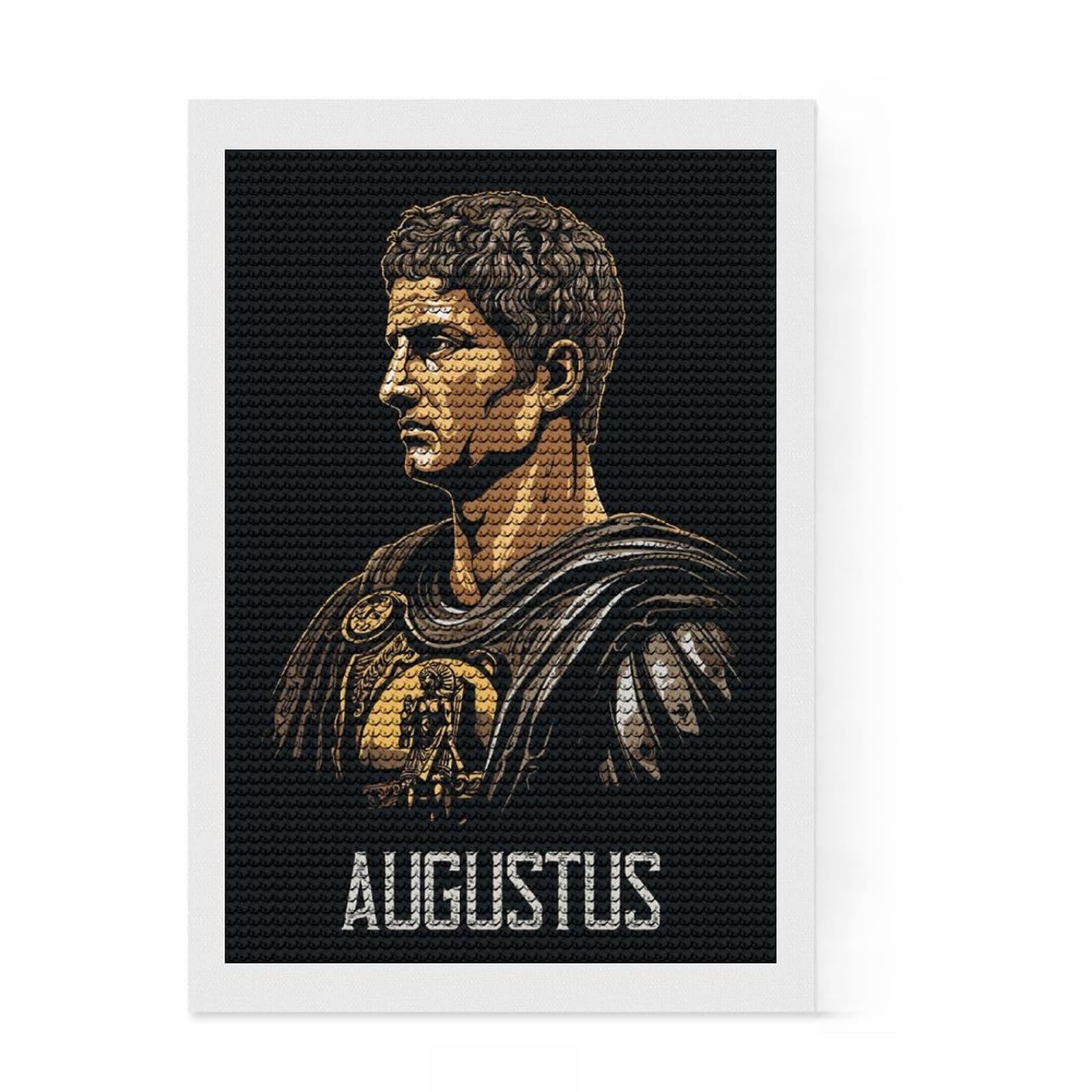 Junmoney Emperor Augustus Octavian Diamond Painting Kit 8"x12", Relaxing DIY Hobby, Neat Printed Canvas, Home Wall Decor, Thoughtful Handmade Gift