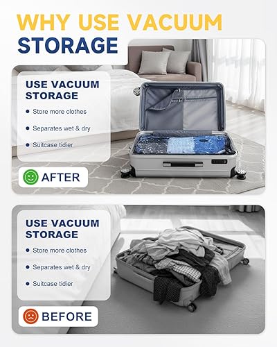 Miniatura 3 de Bolsas de almacenamiento al vacío con bomba eléctrica, bolsas de sellado al vacío para ropa, mantas y ropa de cama, bolsas de almacenamiento