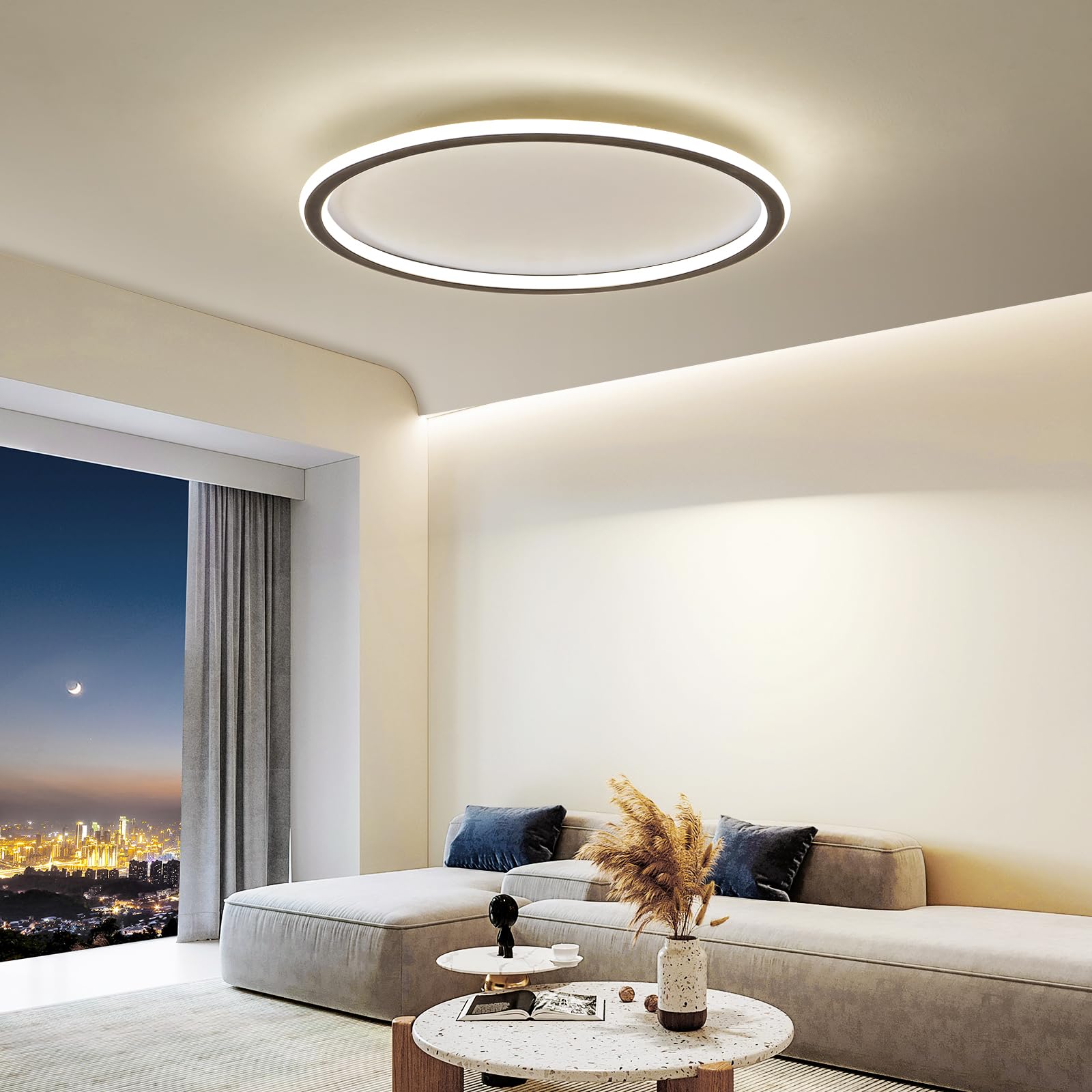 Mikeru Deckenlampe Schlafzimmer, 40cm LED Deckenleuchte Rund Ring Warmweiße Deckenleuchte Badezimmer Lampe Decke 3000K Ohne Fernbedienung für Wohnzimmer, Küche und Dachboden