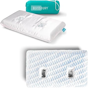 BLISSBURY Ear Pillow in Satin Case with Extra Ice Yarn Case | 4" to 5" Adjustable Memory Foam Pillow | Ear Hole Pillow for CNH chondrodermatitis Relief, Ear Pain, and Ear Pillow for Piercing