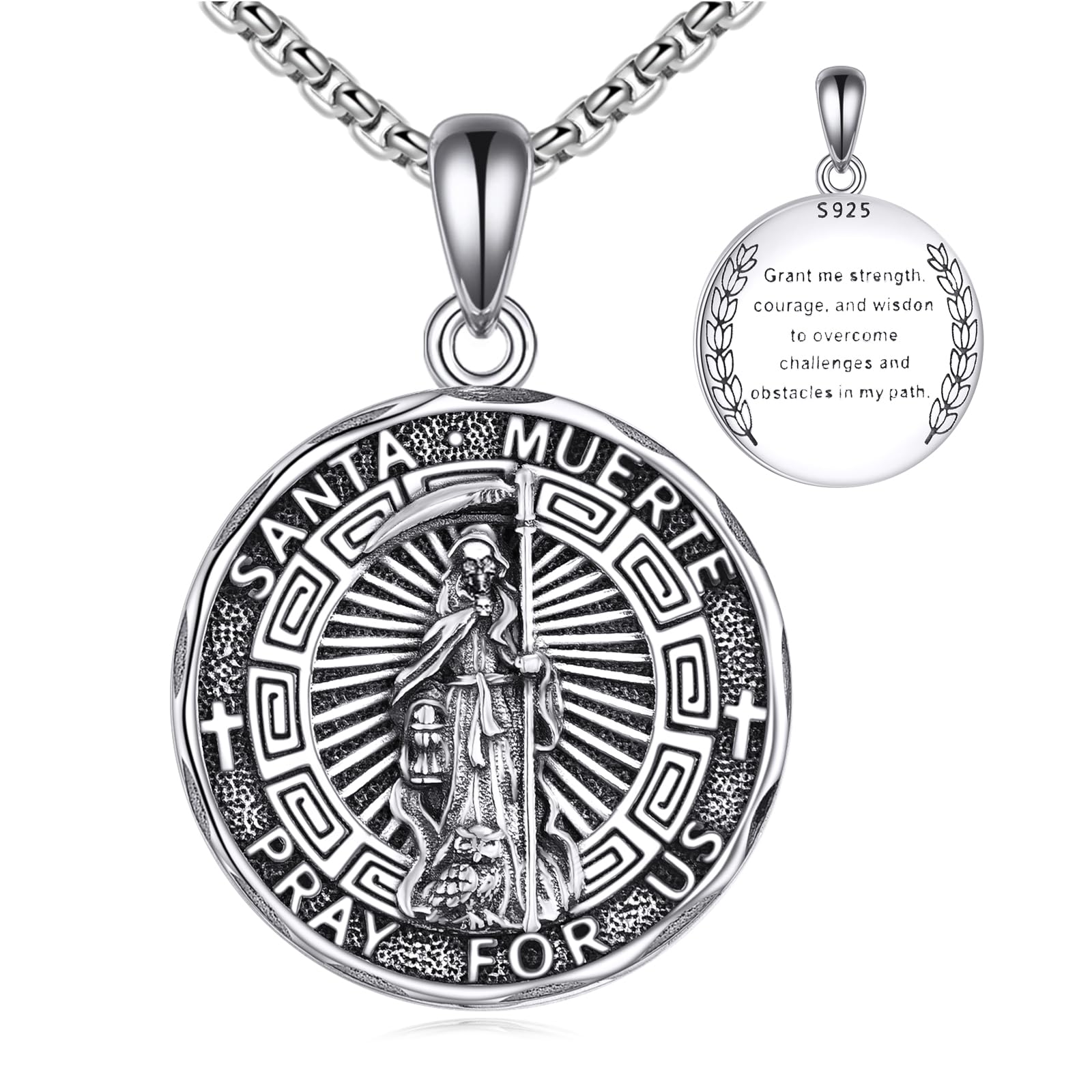 YFN Patron Saint Necklace Sterling Silver Amulet Medal Pendant Religious Protector Jewelry Gifts for Women Men