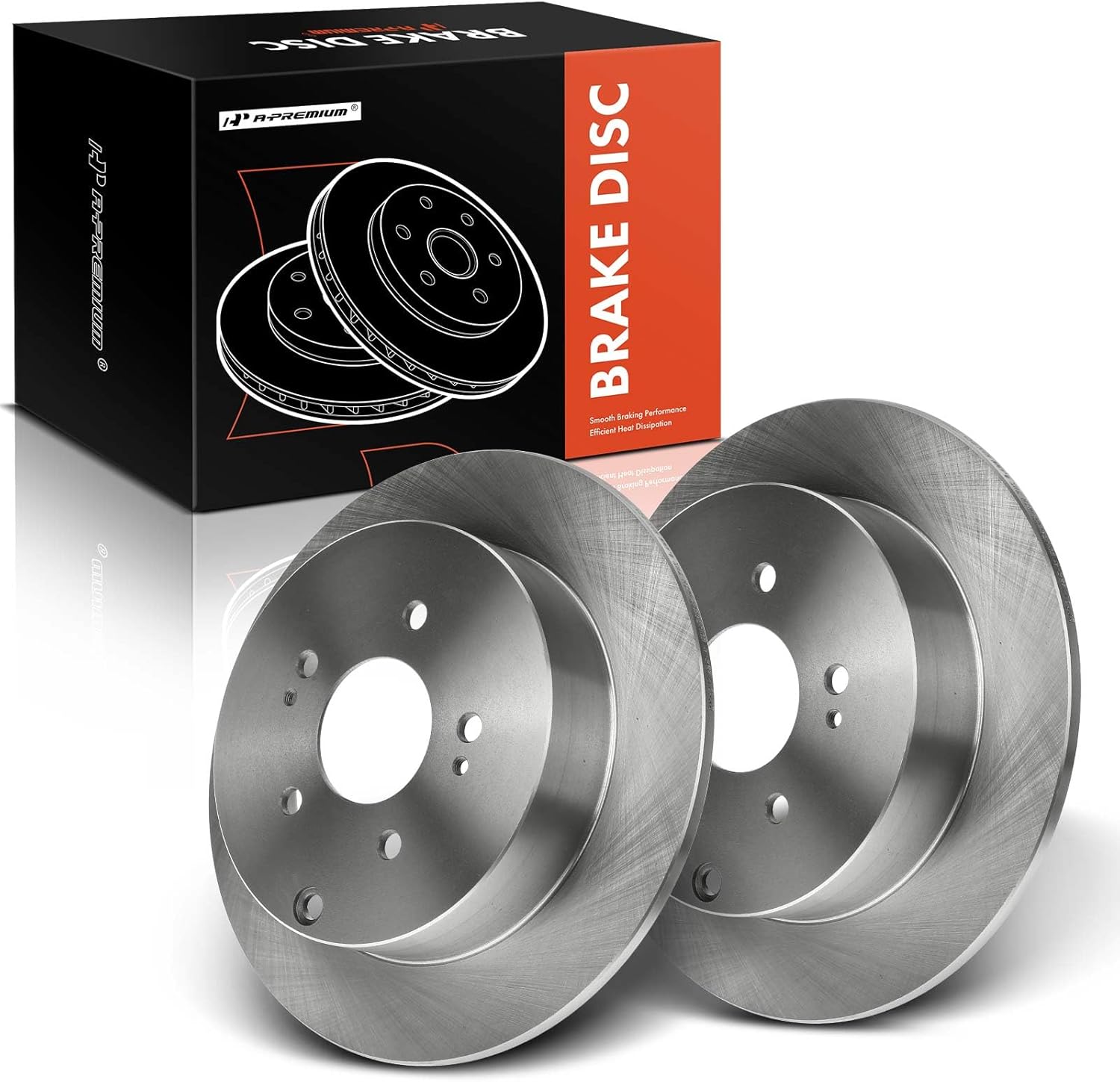 A-Premium 11.89 inch (302mm) Rear Solid Disc Brake Rotors Compatible with Select Mitsubishi Models - Endeavor 2004-2008 2010-2011, 2-PC Set