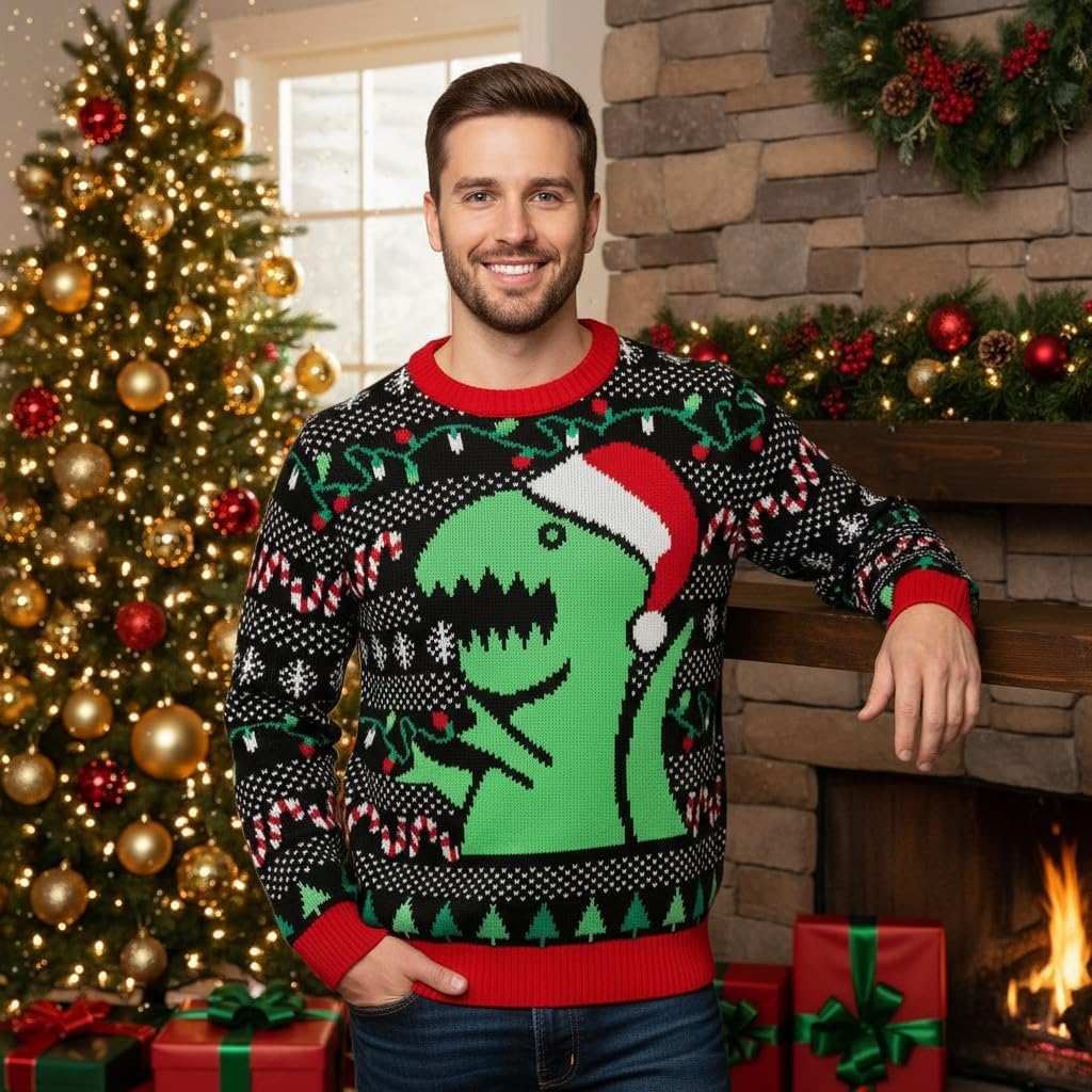Santa Sports Ugly Christmas Sweater for Men Basketball Hockey Golf Funny Holiday Knit Pullover Festive Winter Style - Image 5
