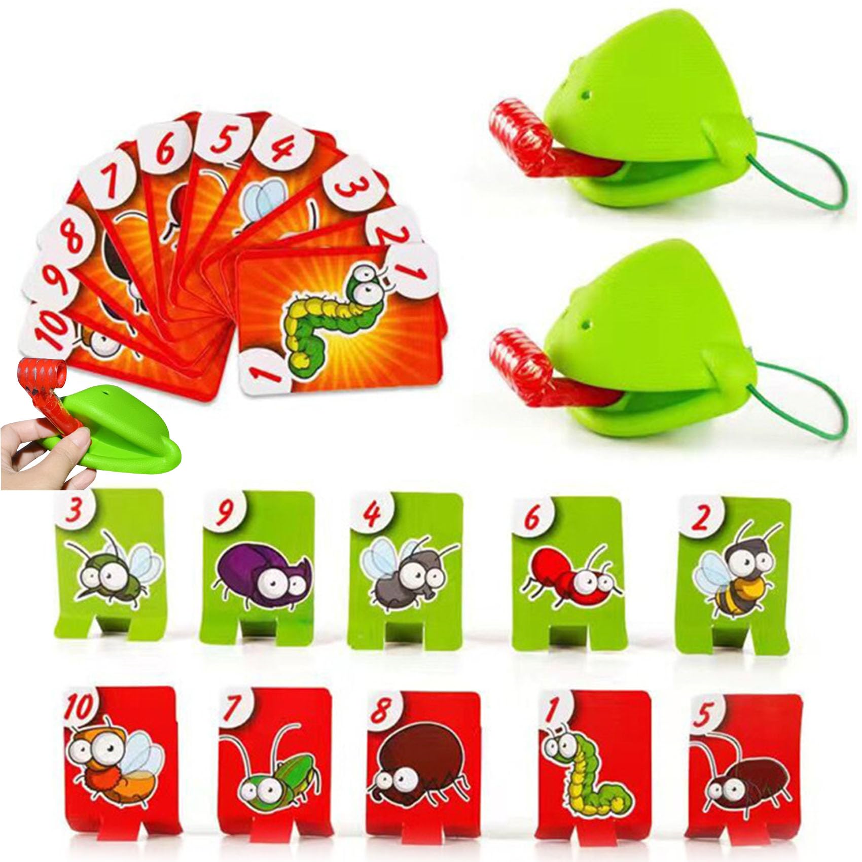 Frog Mask Game, Frog Tongue Mask Game, Frog Mask Wagging Tongue Lick Cards Board Games, Funny Board Game Quick to Lick Cards Toy Set for Family Party Toy (Two-Player Battle)