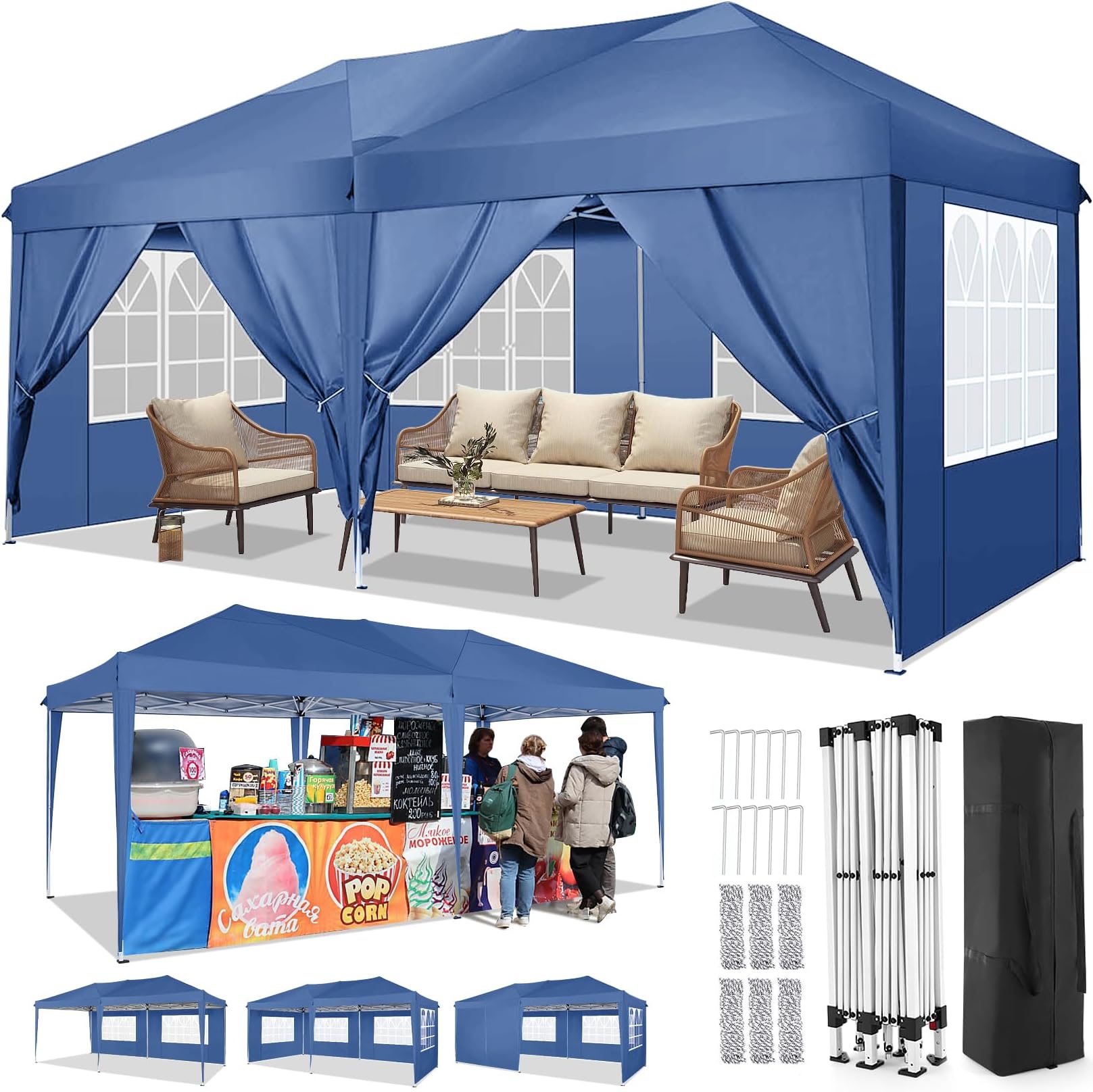 Amazon.de Tooluck pavillon 3x3 faltbar faltpavillon wasserdicht stabil