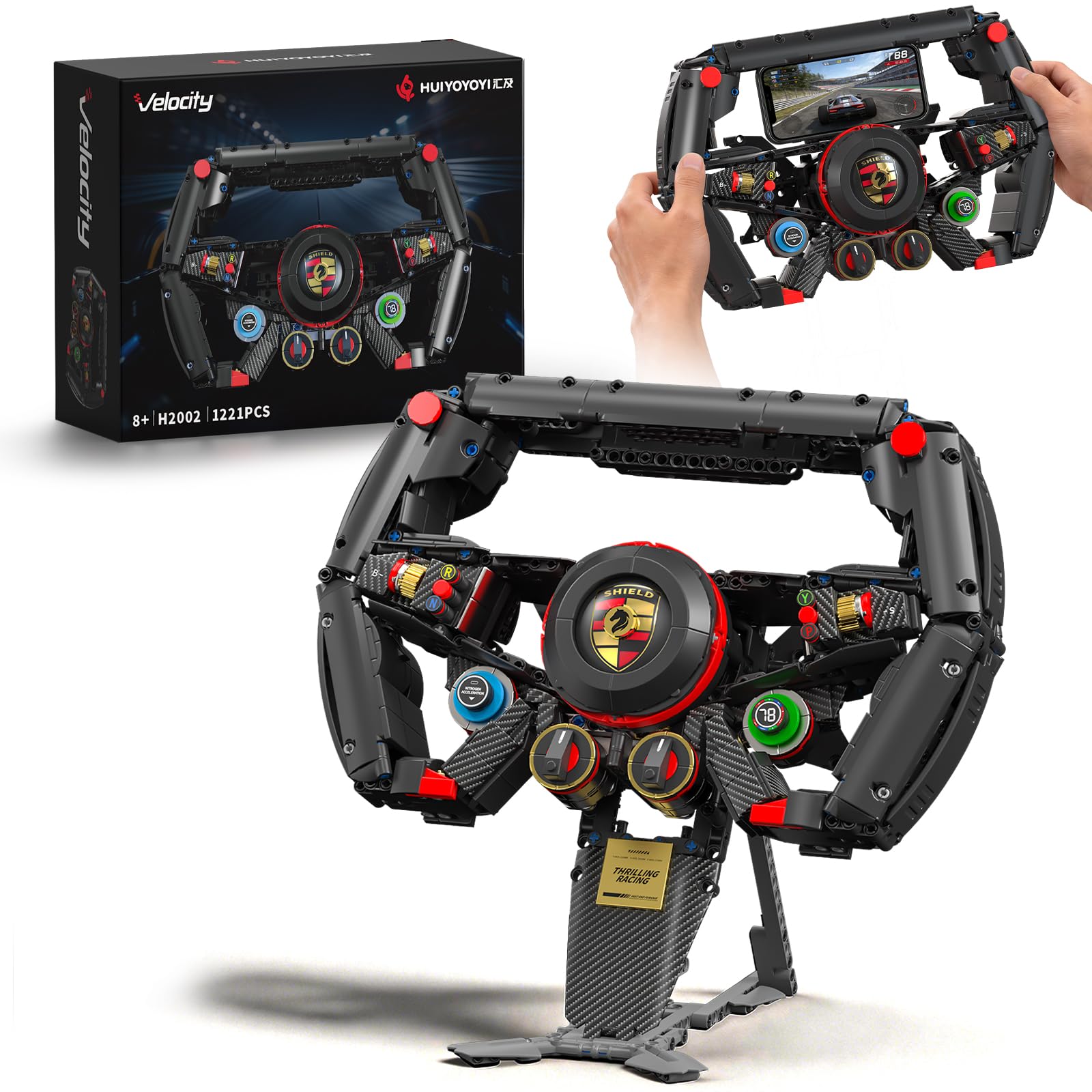 F1 Racing Steering Wheels Building Set, Sim GT Car Driving Wheel-1221 PCS | Compatible with LEGO F1 Merchandise Construction Toy for Home Office Decor, Gifts for Technic Adults Teens Boys 10+