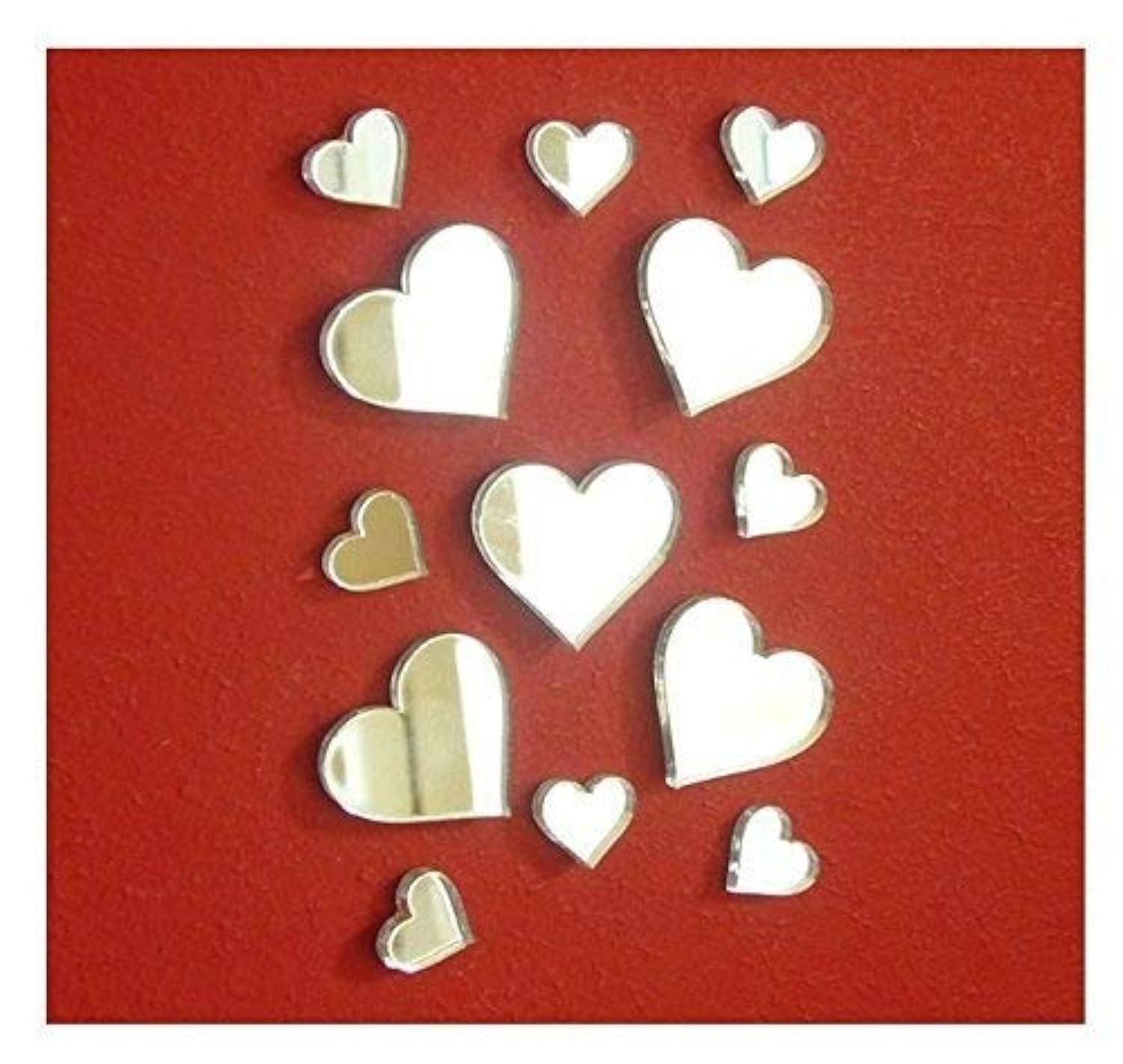 Meya Green,Silver Heart Small Mirror Sticker,Diy Craft& Scrapbooking Accessory Mirror Sticker,Acrylic Hearts Mirror Decal&Murals,50Pcs/Lot