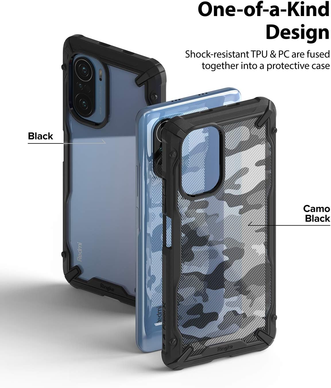 Ringke Fusion-X Compatible with with Xiaomi Poco F3 Case/Redmi K40 Cover Military Grade Protective Design Heavy Duty - Camo Black
