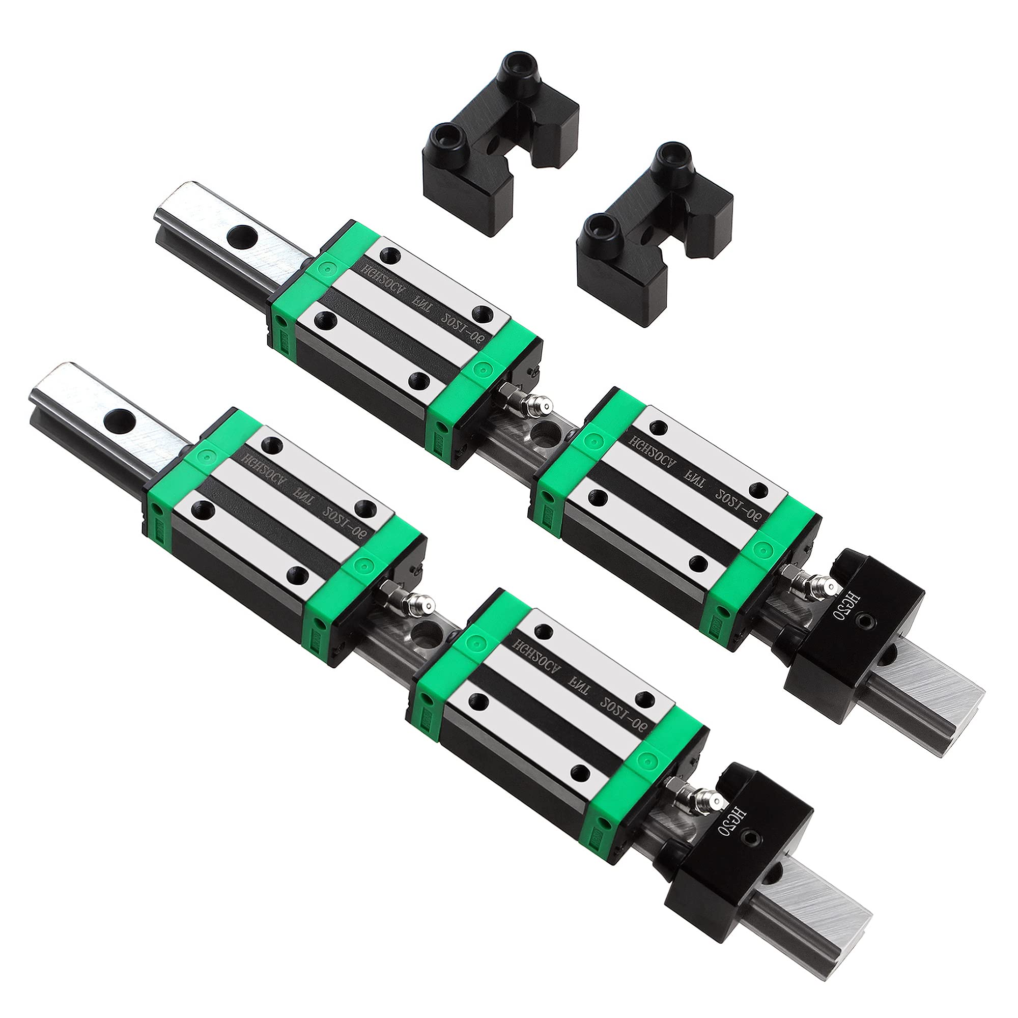 CNCMANS Guida lineare HGH20/HGR20, 2 guide lineari HGR20, 400 mm, con 4 blocchi di limitazione e 4 blocchi di scorrimento HGH20CA (HGH20 400 mm)