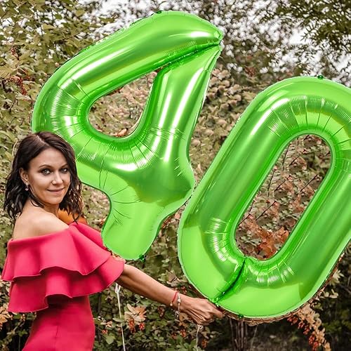 Miniatura 15 de TONIFUL Globos grandes de 40 pulgadas con números verdes del 0 al 9, globos digitales de helio número 5 con números de aluminio Mylar para Número