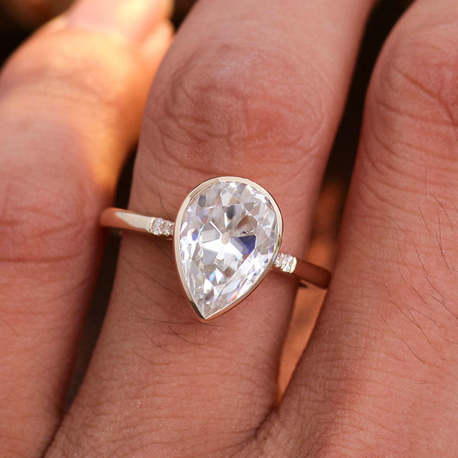 Obrączka ślubna damska, złota 750, 18 K, obrączka ślubna, pierścionki partnerskie, pierścionki przyjaźni, klasyczne inkrustowane moissanit 1 ct – 3 ct, pierścionki zaręczynowe dla kobiet