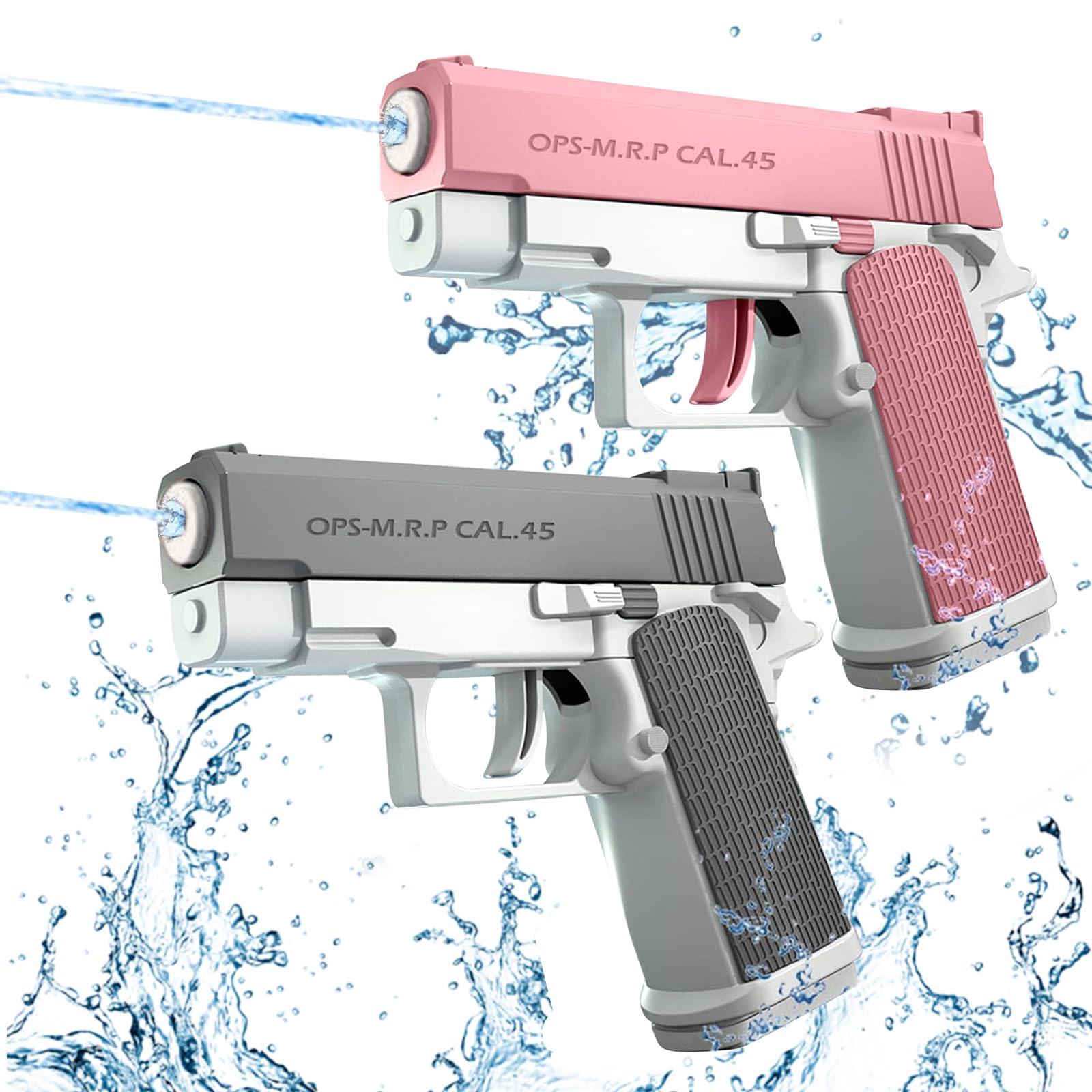 Wasserpistole Kinder 2 Stück Wasserpistolen Klein Wasserspritzpistole Reichweite 10 Meter Water Gun für Kinder Sommer Freien Pool Strand Wasserspielzeug (Grau+Rosa)