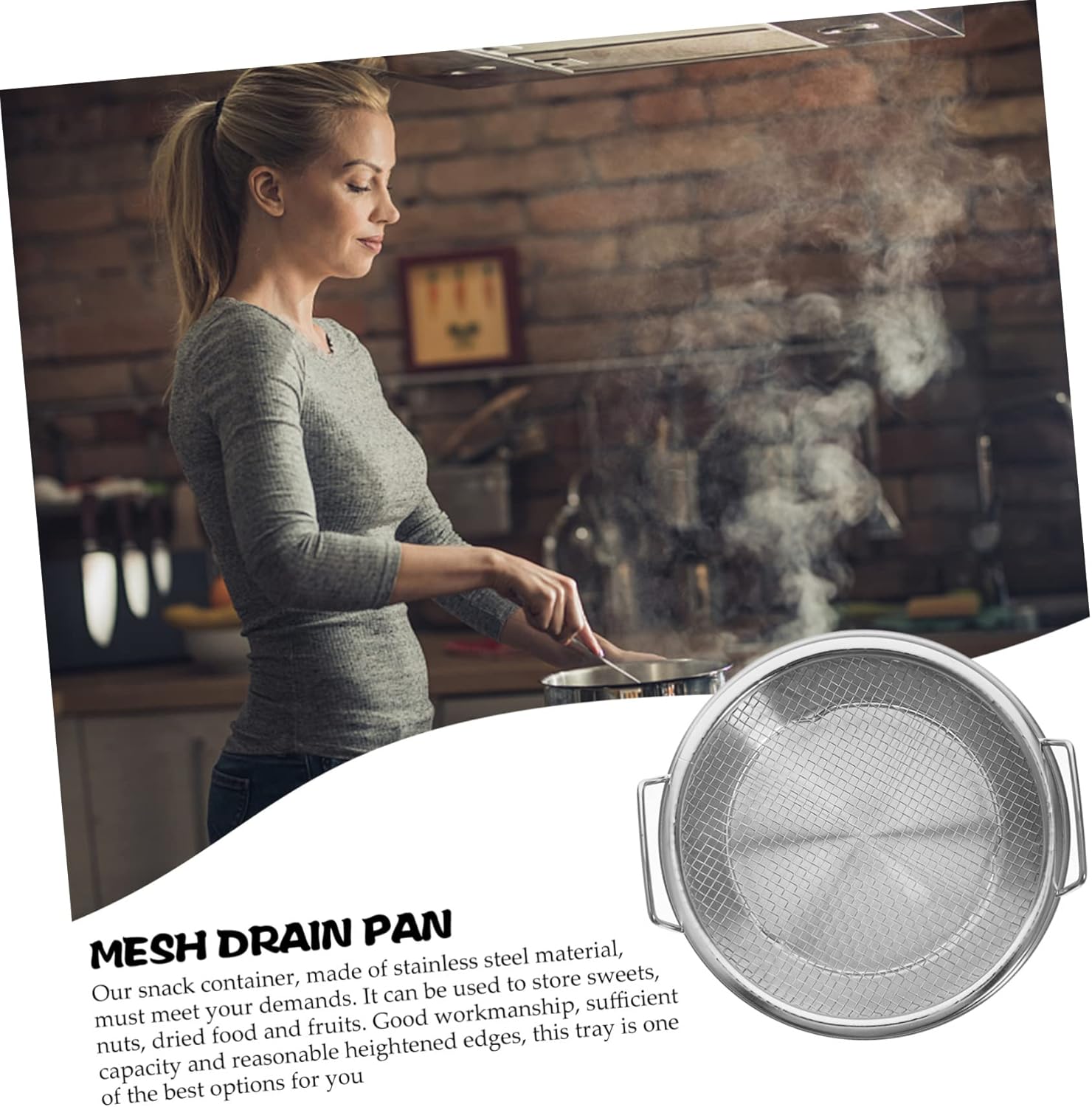 SHOWERORO 1 Set Mesh Drain Pan Barbeque Grill Plate Vegetable Drainer Fried Food Draining Rack Barbecue Grill Tray Smokeless Roasting Pan Roasting Tray Fruit Stainless Steel Egg Steamer