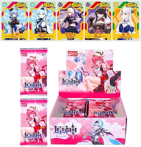 Genshin Impact Cards Game Booster Packs TCG Trading Tarjetas coleccionables Regalo para fanáticos del anime Boyish