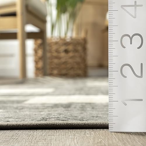 Miniatura 6 de nuLOOM Taja - Alfombra geométrica de transición lavable a máquina, 4 x 6, gris