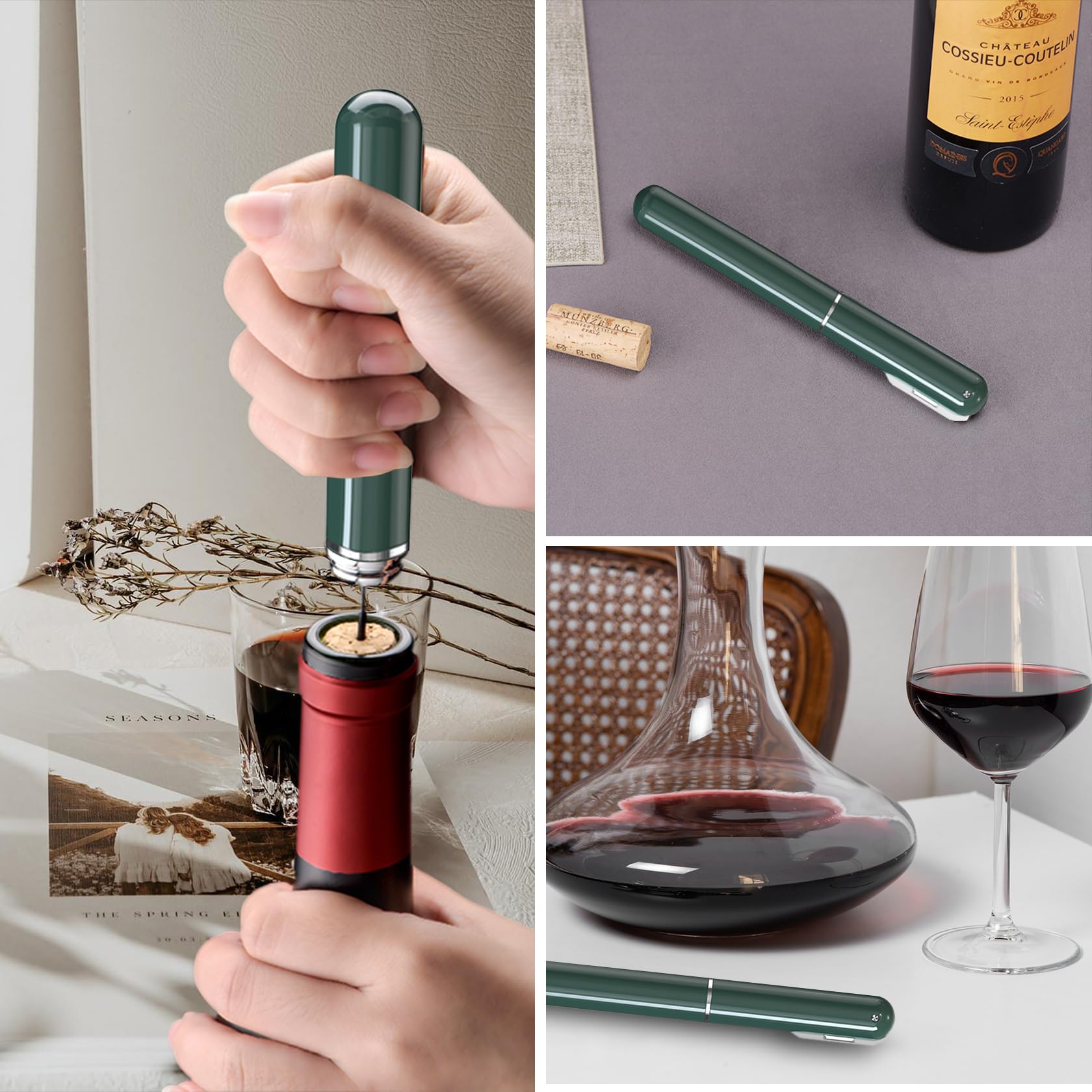 Apribottiglie A Pressione D'Aria Con Tagliacapsule - Cavatappi Vino A Pompa, Design A Penna, Regalo Elegante - Foto 2