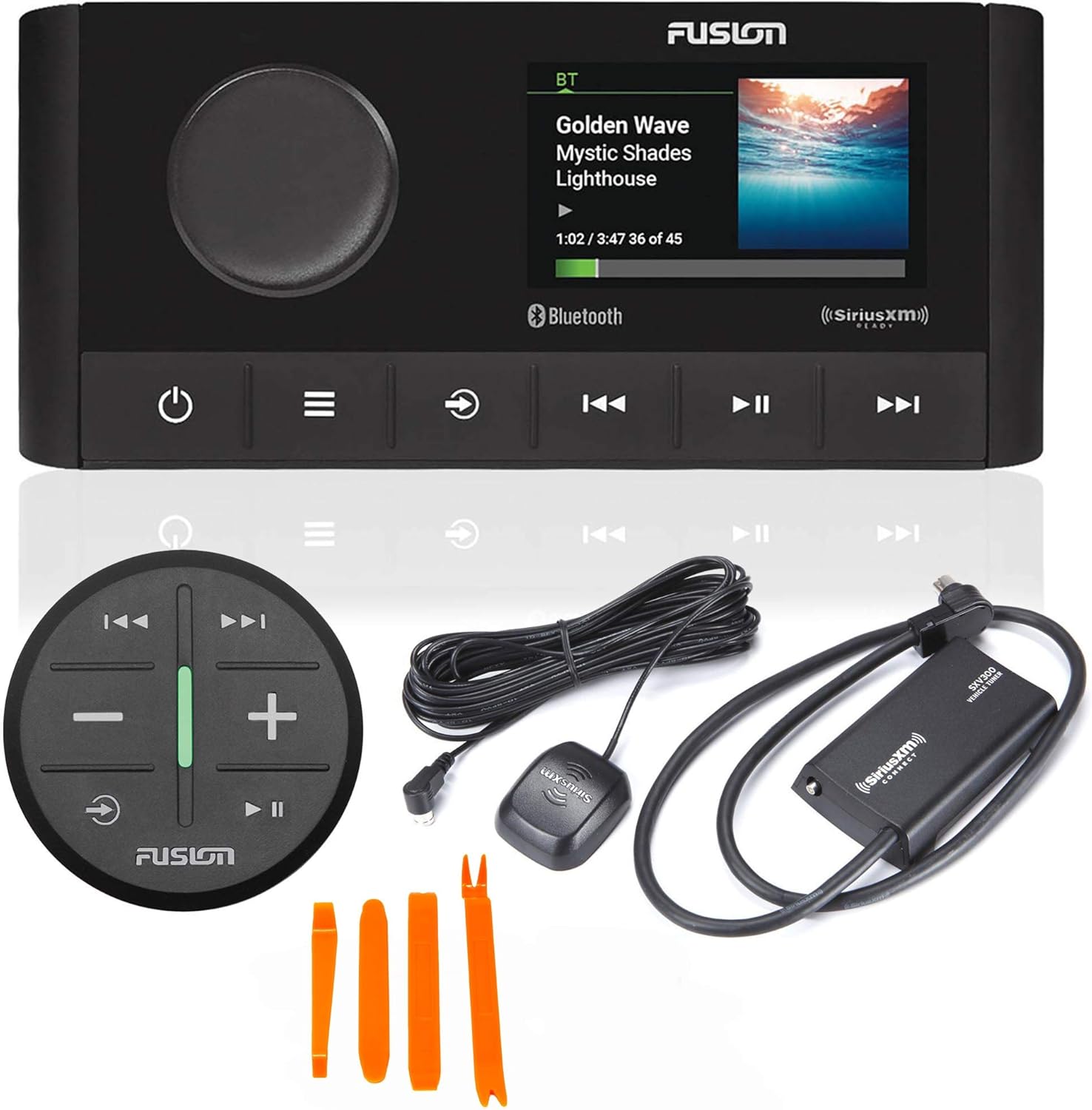 Fusion MS-RA210 Marine Entertainment System with ARX70B Black Wireless Remote, and SVX300v1 Sirius XM Tuner