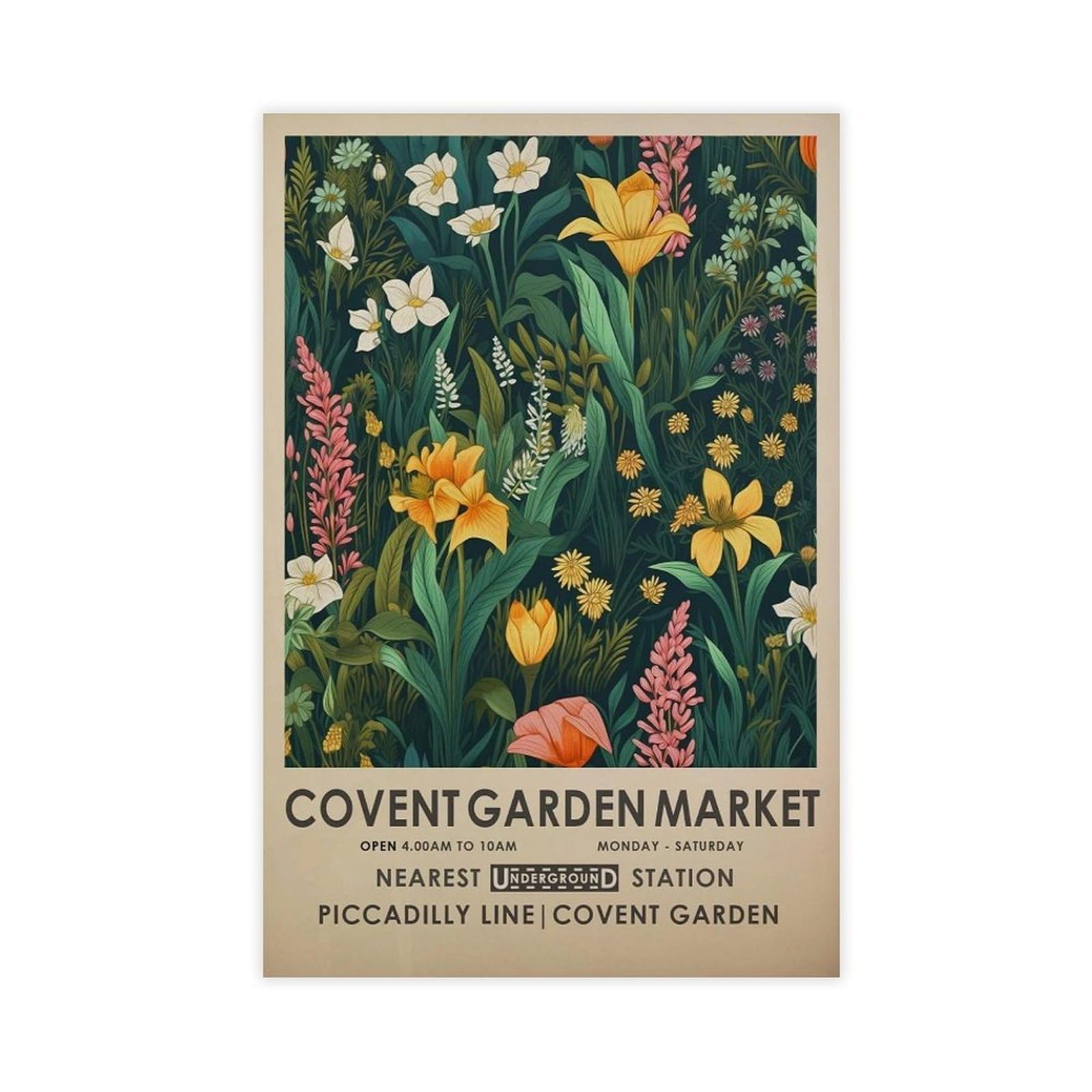 MGHDGD Covent Garden Flower Market,bright Botanical Art Canvas Poster Bedroom Decor Landscape Office Room Decor Gift 12x18inch(30x45cm)
