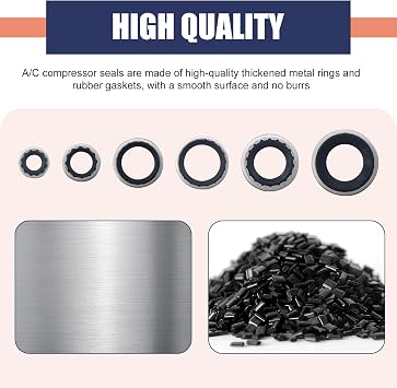 45 PCS Air Conditioner Compressor Port Seal Gasket Kit, Gasket Bonded Seal Assortment, Cooling Pump Sealing Gasket, Universal Automotive Self-Centered Washers (Black)