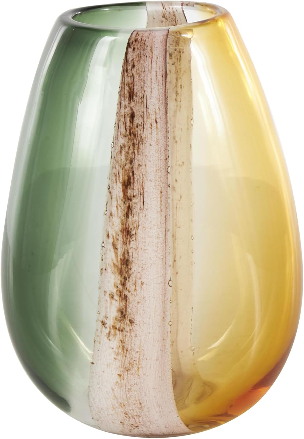 Deco 79 Glass Decorative Vase Ombre Centerpiece Vase with Pink Textured Stripe Details, Flower Vase for Home Decoration 7" x 4" x 10", Multi Colored