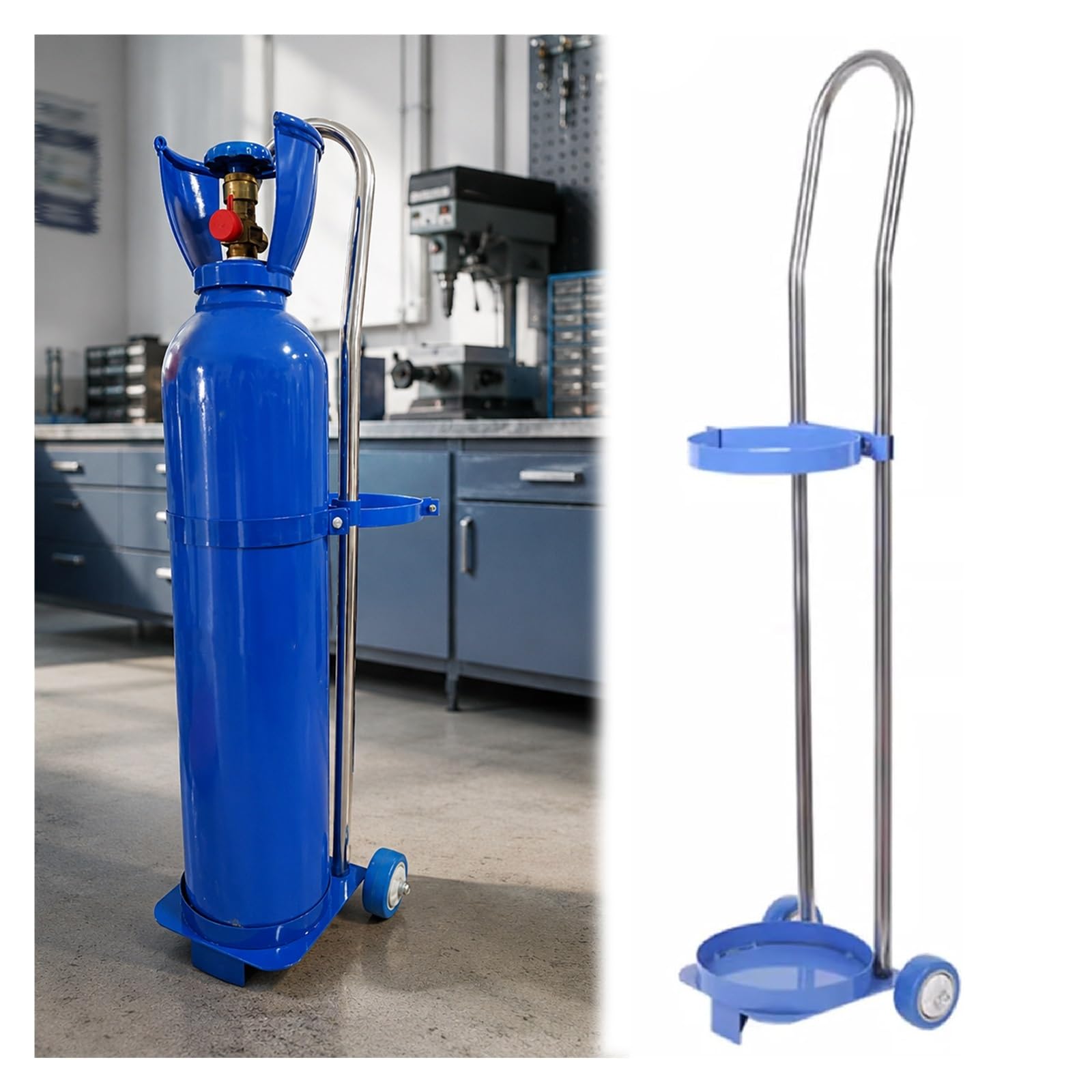 Mzzkfc One Color Vertical Cylinder Tank Stand With Wheels，10 15 20L Rolling Anti Tip Cylinder Cart，Compact Cylinder Tank Rack For Emergency Room/Operating Room/Ward(37.4"/95Cm)