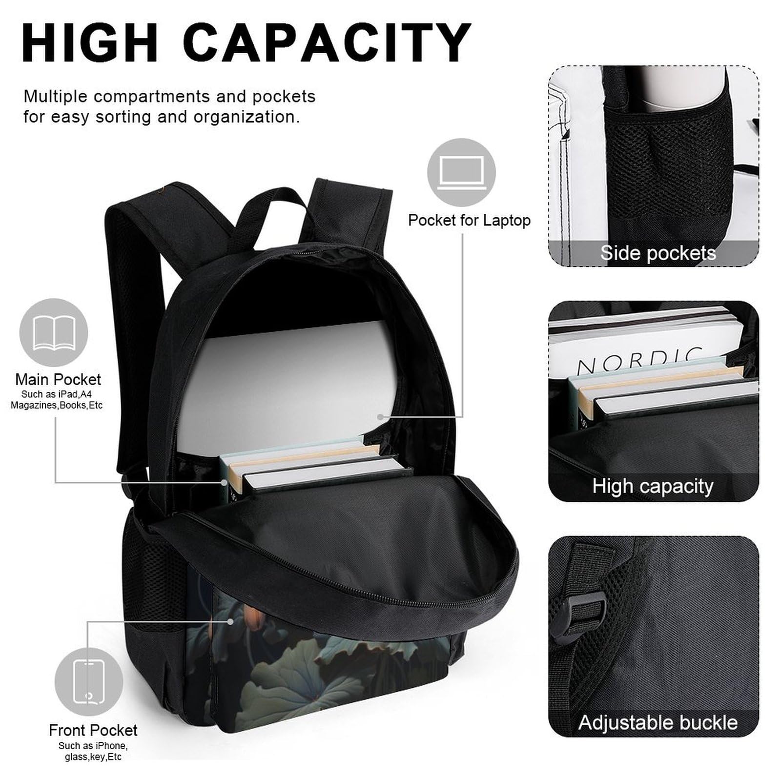 Sac à Dos Fleur CP Garçon avec Sac Déjeuner et Trousse, Ensemble Cartable Lotus Primaire pour Sorties Quotidiennes