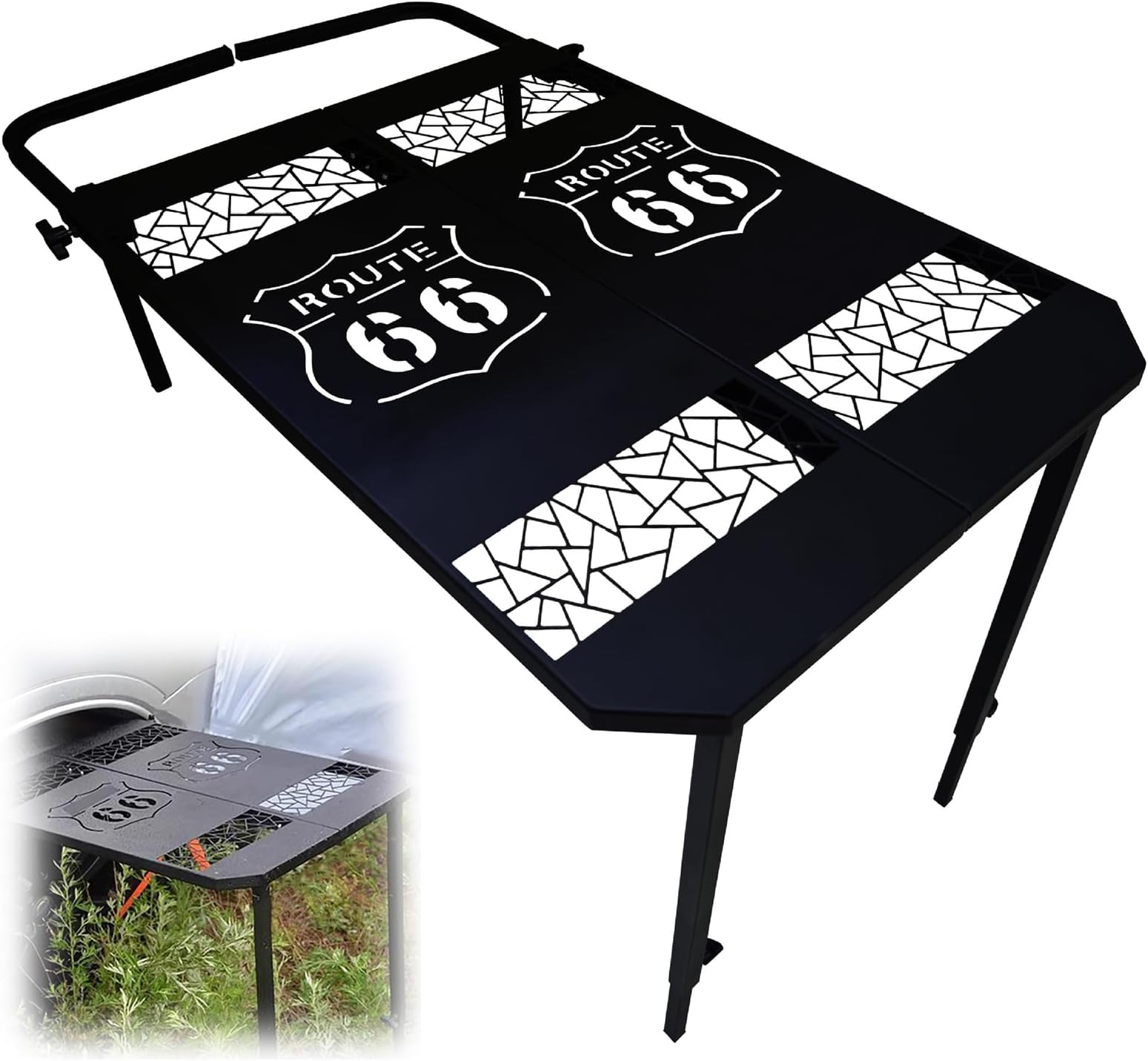 Tyre Table,Car Camping Portable Tire Picnic,Folding Adjustable Height,Vehicle Mounted,Lightweight Dining Table,For Rvs Campers Outdoor Adventures And Picnics(B,Black)