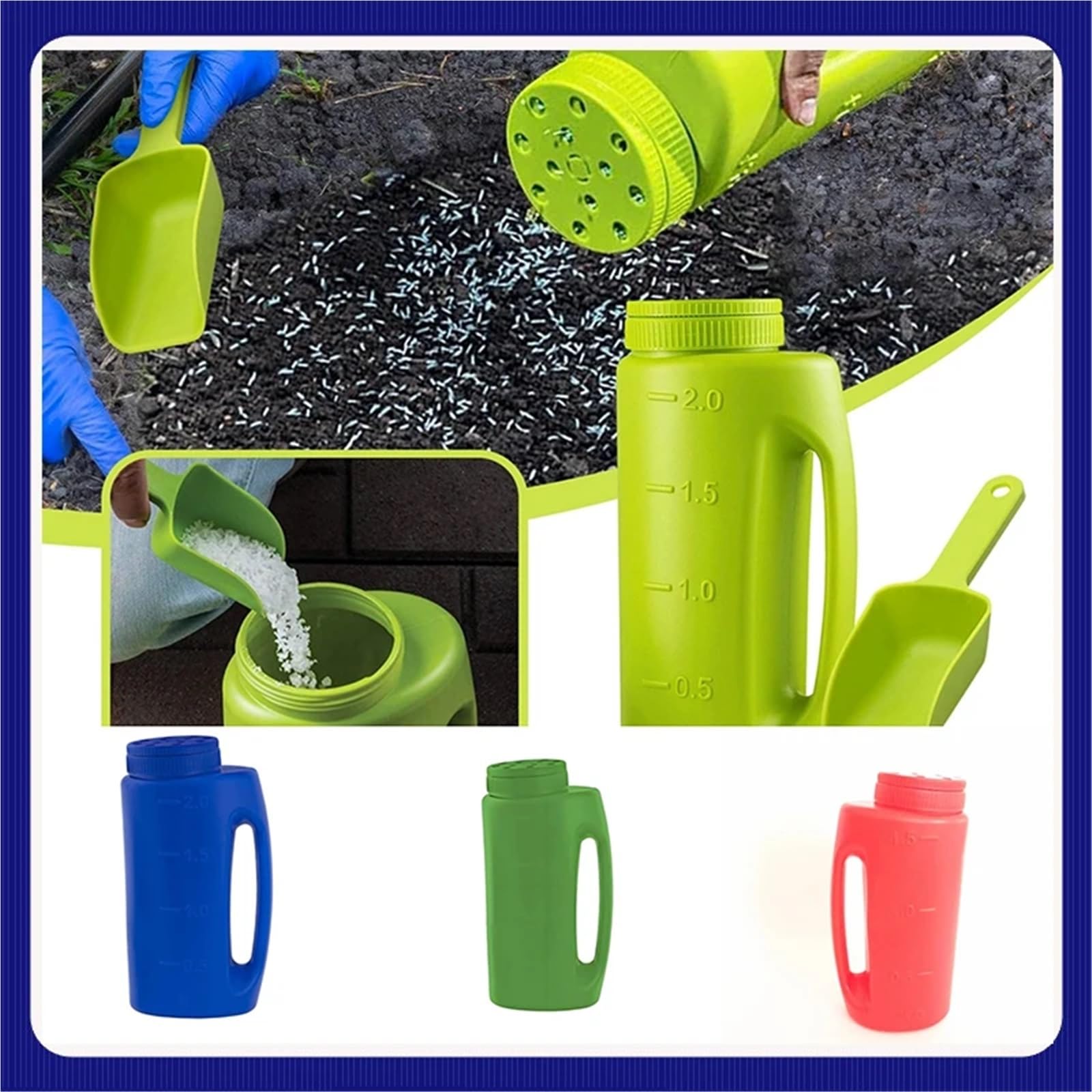 Strumenti Agricoli Fertilizzante manuale regolabile, spandiconcime per ghiaccio e neve, spandiconcime per bottiglie, fioriera, attrezzi da giardino Strumenti per Semina(Green)