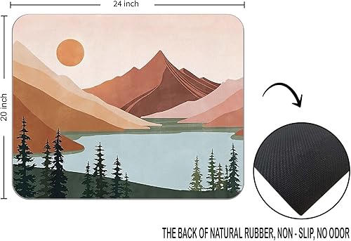 Miniatura 5 de OFlich Alfombrilla de mouse abstracta bohemia con sol, montaña, bosque, lago, paisaje natural, 9.5 x 7.9 pulgadas, base de goma antideslizante,
