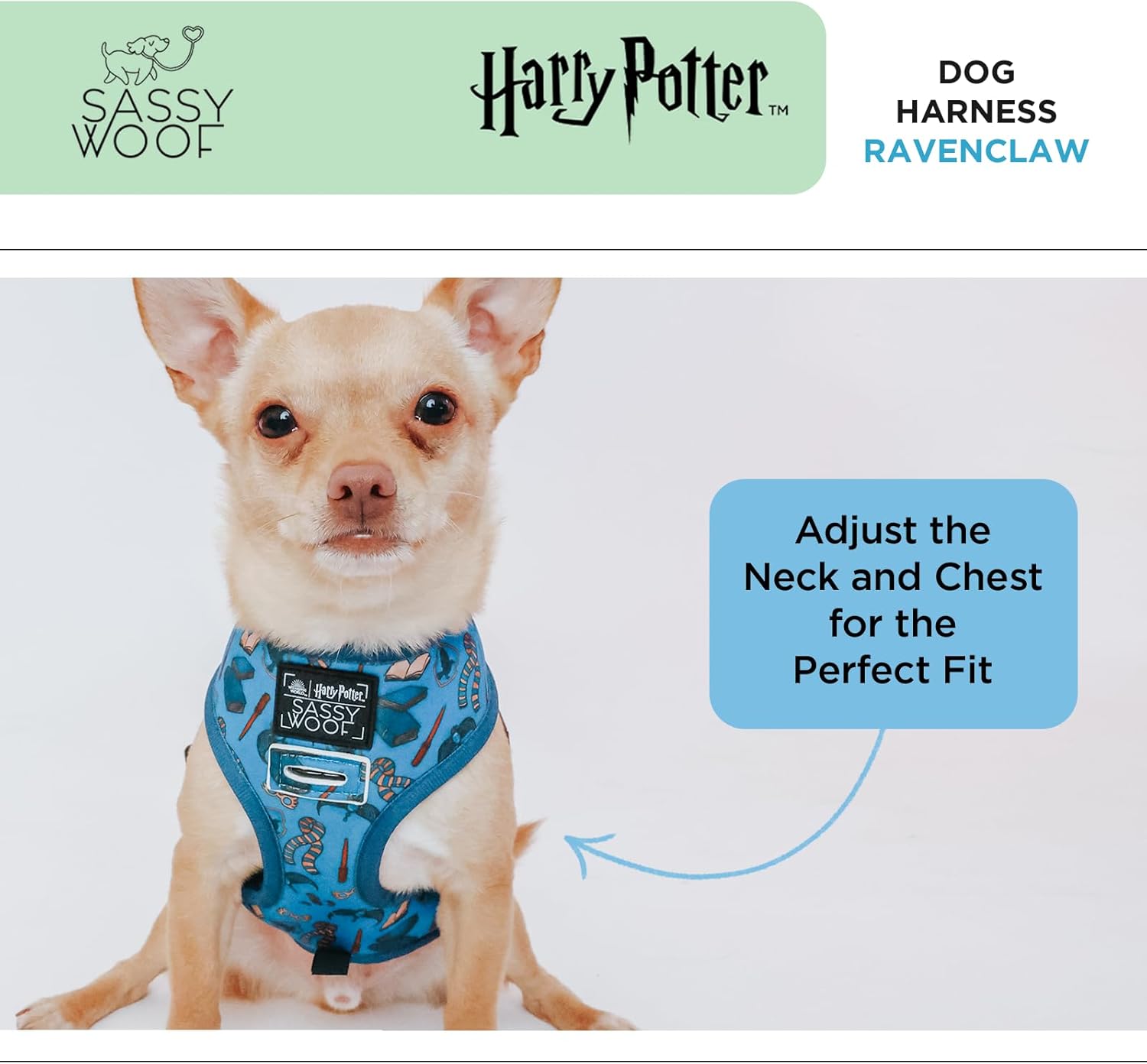 Dog Reversible Harness - Harry Potter™ Ravenclaw - S, Breathable Mesh, No Pull Design with Two D-Rings, Patented Design, Perfect for Small Dogs and Puppies - Officially Licensed