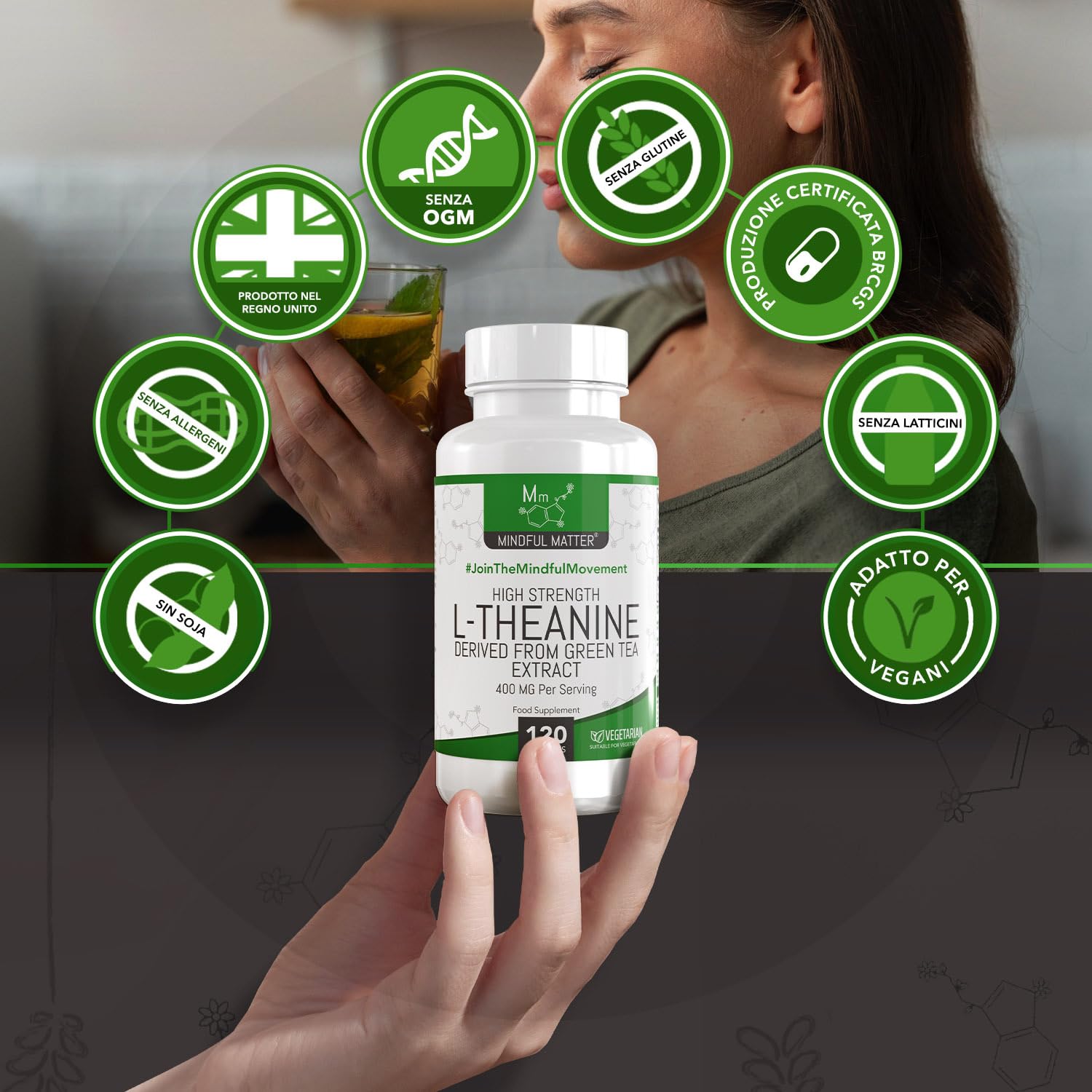 MM Teanina | 400mg di L Theanine per Dose | L Teanina Integratore ad Alta Potenza - 120 Capsule di L-Theanine da Tè Verde - | Non-OGM, Senza Glutine e Allergeni | Prodotto nel Regno Unito
