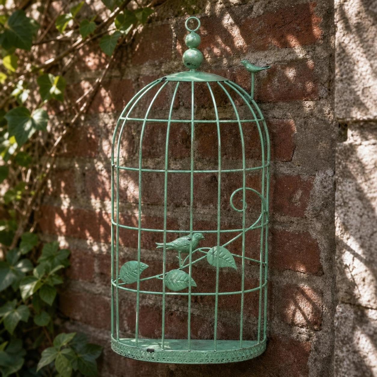 Decorazione Gabbia per Uccelli da Appendere - stile country | per piante, Verde invecchiato, Piccolo (altezza 49.5CM)