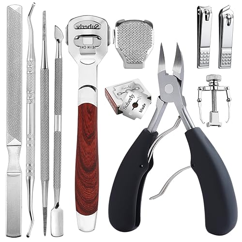 Kit de herramientas encarnadas para uñas de los pies (11 unidades) para uñas de uñas de uñas encarnadas de acero inoxidable para uñas de pies