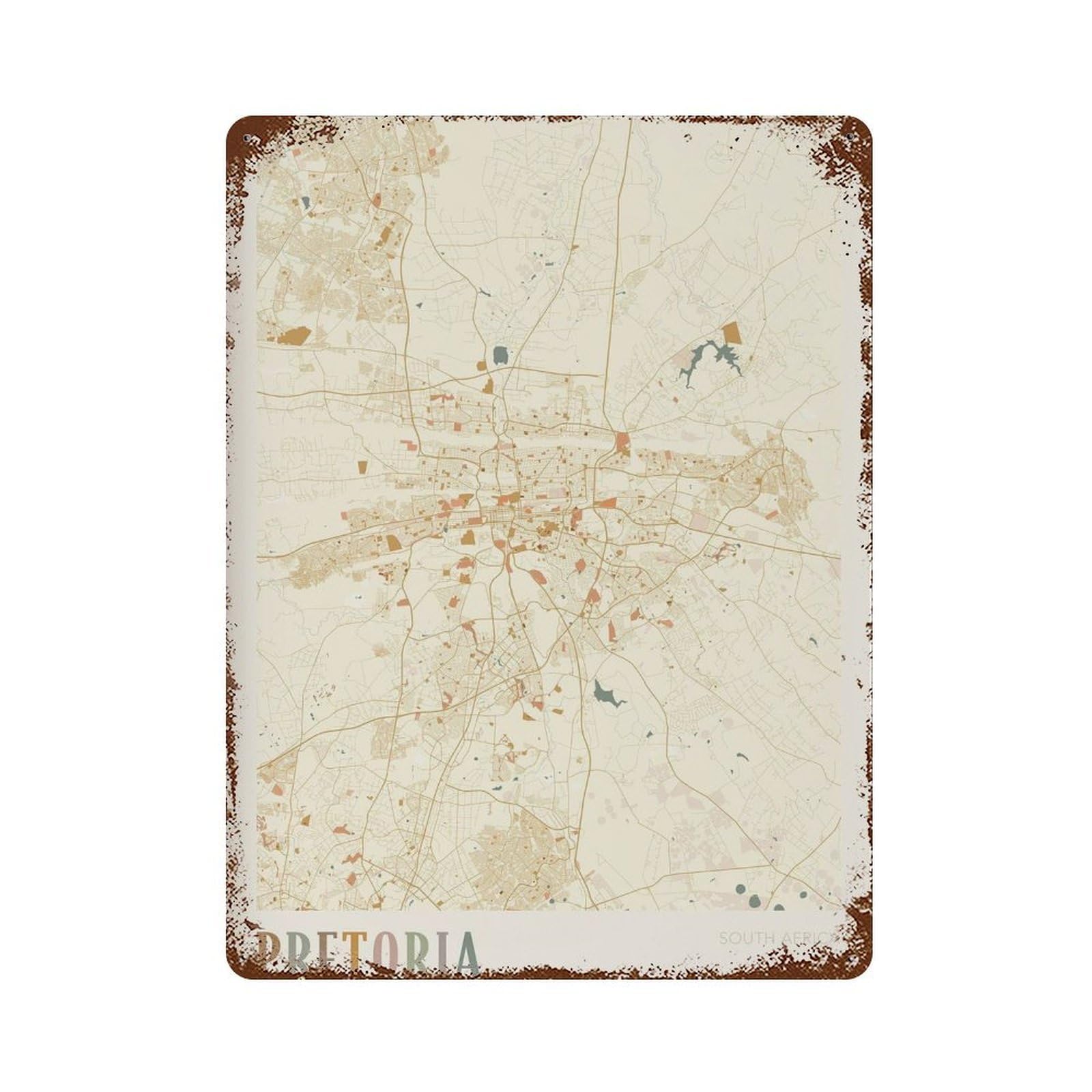 xiaoxiaoshen Pretoria Map South Africa Travel Gift Boho Decor Wall Decor Art Metal Tin Poster Modern Home Decor Art Home Bar Shop Decorations Vintage Sign 40x30cm