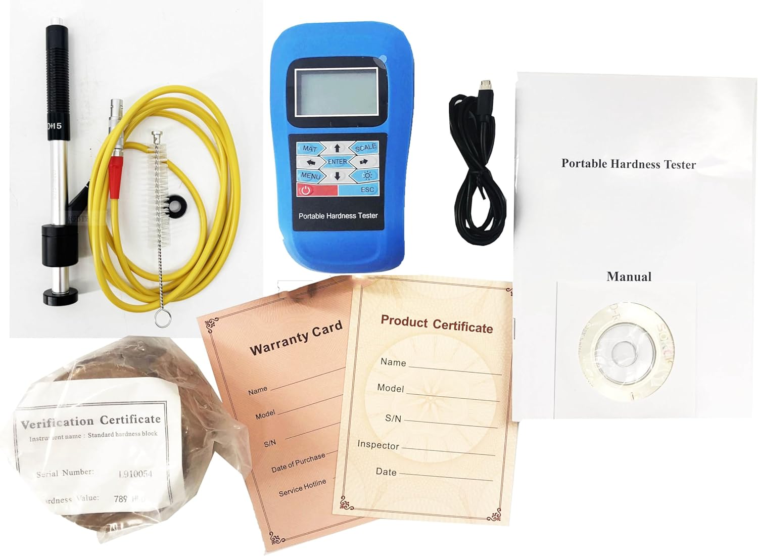 Digital Leeb Hardness Tester Meter Gauge With D+15 Type Impact Device D+15 Probe and Cable For Measuring The Surface Of Grooved Or Recessed Workpieces,Steel And Cast Steel,Cold Work Tool Steel