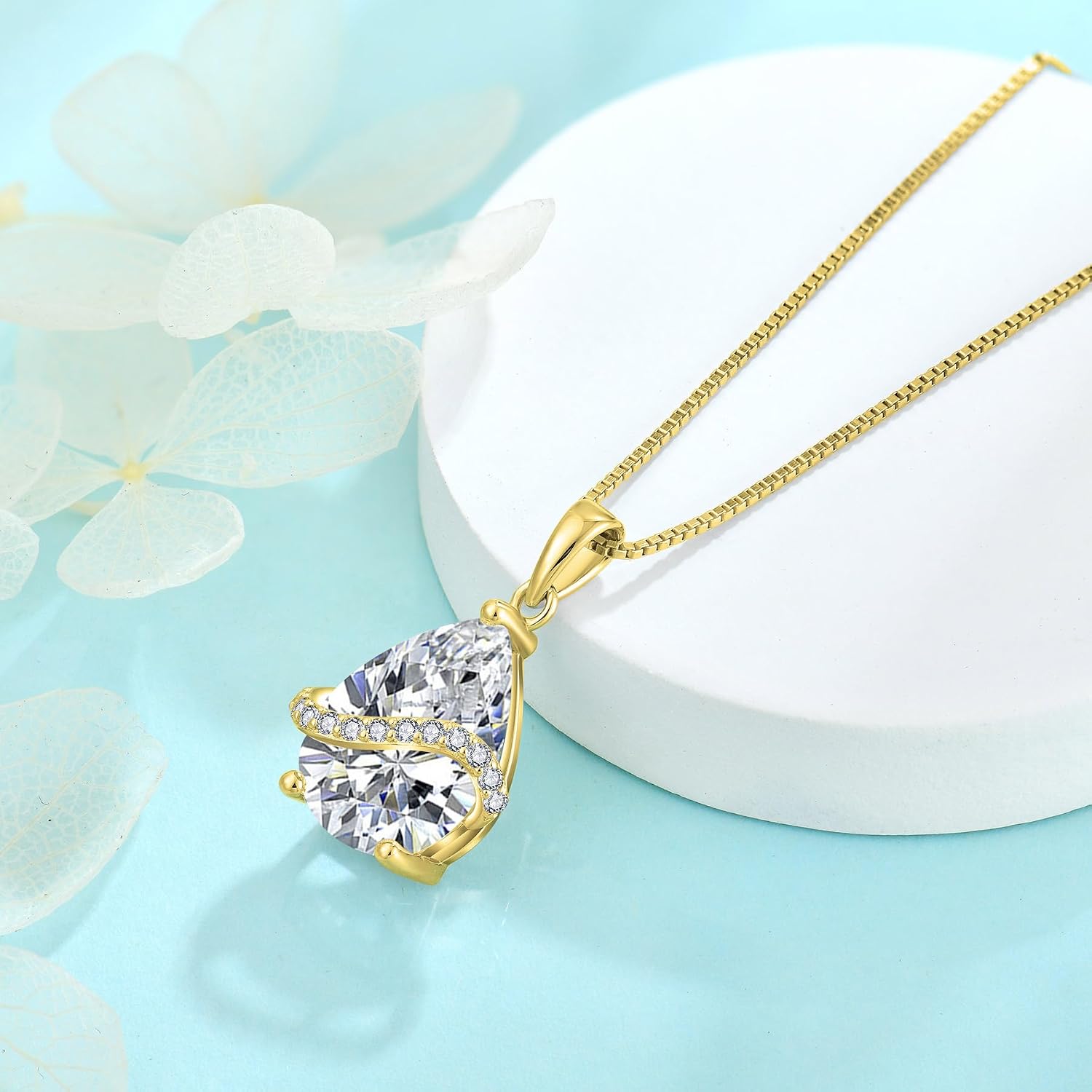 Teardrop Necklace for Women 925 Sterling Silver Birthstone Necklace Pendant Jewelry Gifts for Her