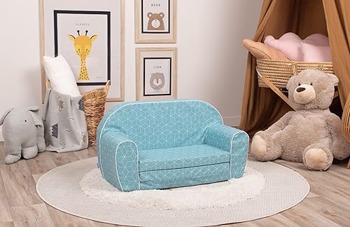 Miniatura 28 de DELSIT Sofá para bebé y para niños – Hecho en Europa para niños, 2 en 1 Flip Open Foam Sofá doble – Sofá plegable para niños Unicornios y Arcoiris