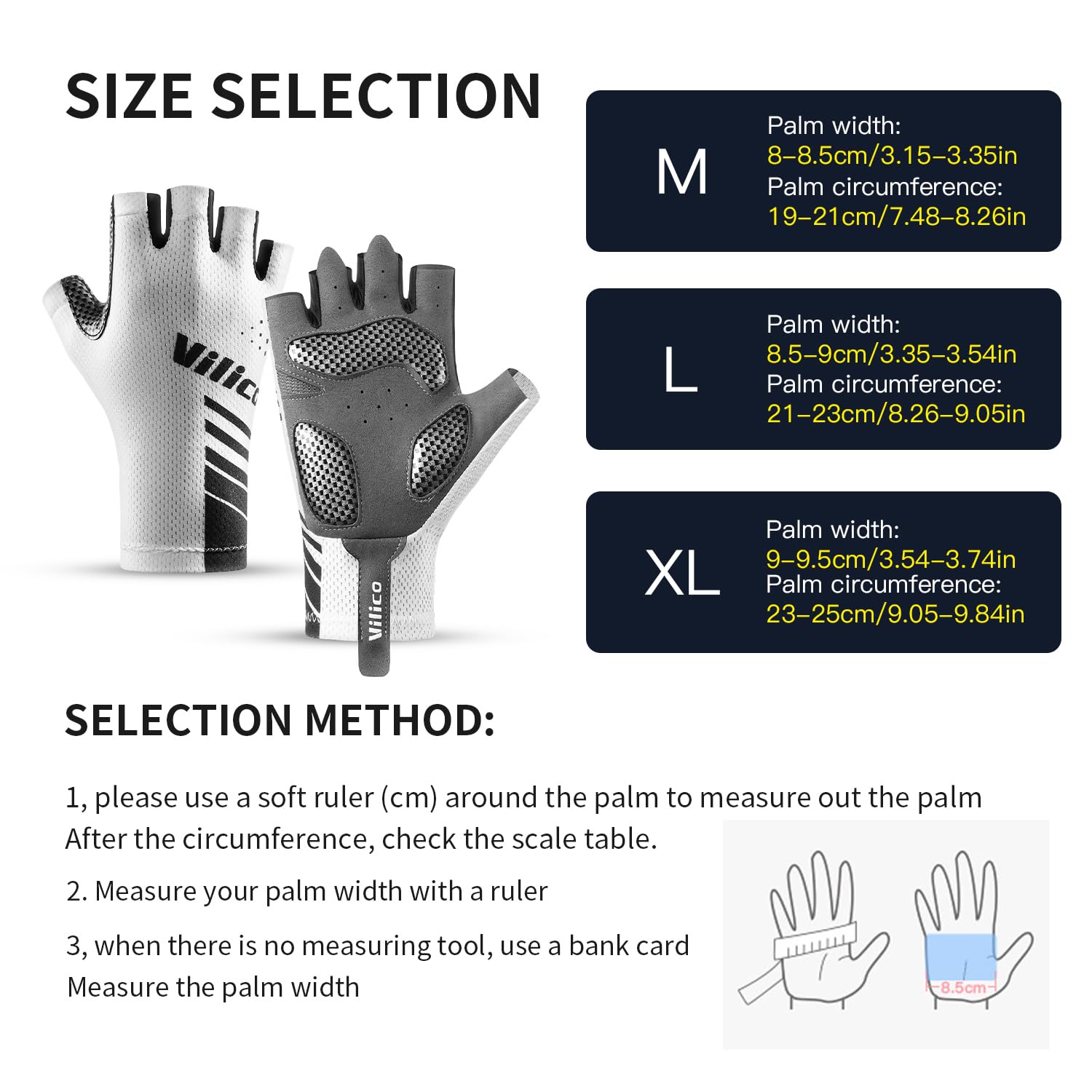 Vilico Gants de vélo pour vélo de Course et VTT – Antidérapants, Respirants, avec Coussinets amortisseurs – Légers et Confortables pour Route et Terrain