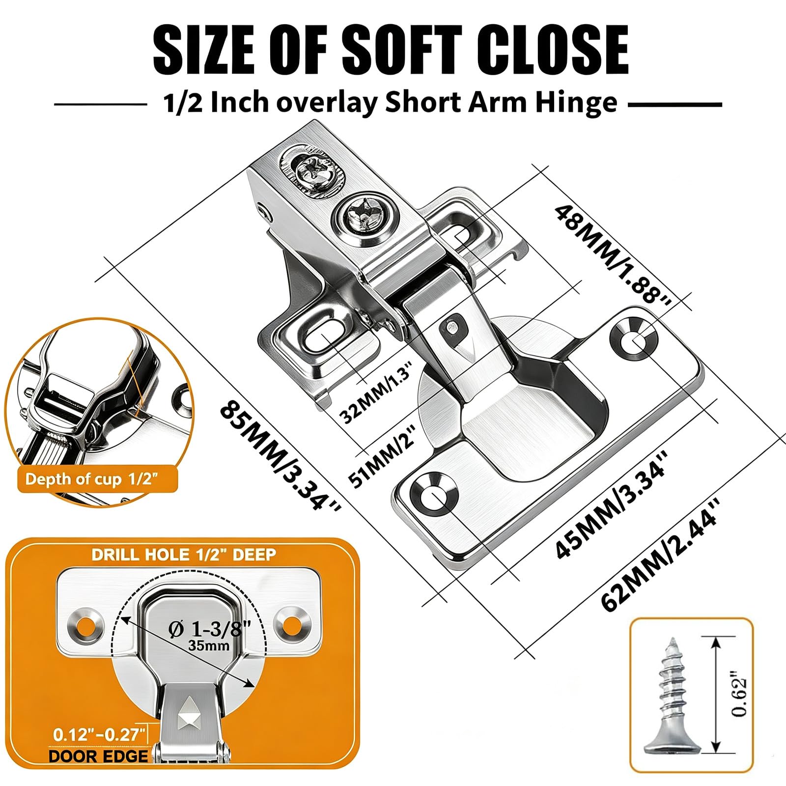Soft Close Cabinet Hinges - 24 Pack -2 Soft Close Cabinet Hinges - 24 Pack -2