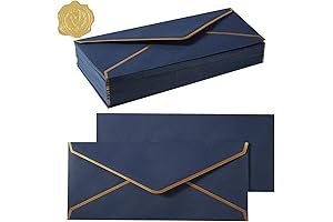 100 Pack Self Seal Business Envelopes with Gold Border for Fancy Letters